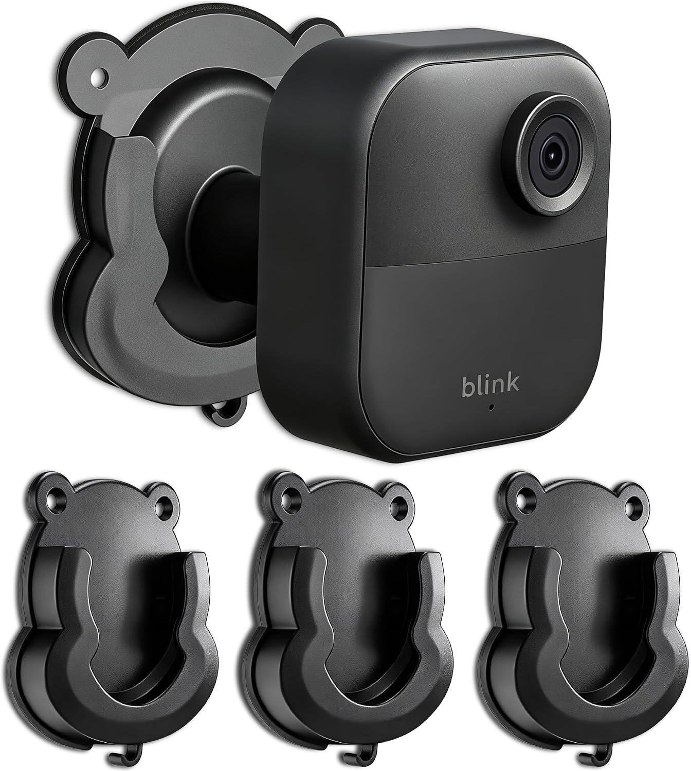 3 Pack Blink Camera No Drill No Screws Wall Mount Bracket, Strong Adhesive Wall Mount for Blink Outdoor 4, Outdoor 2K+, Mini, Mini 2K+, Ring Indoor Cam-Black