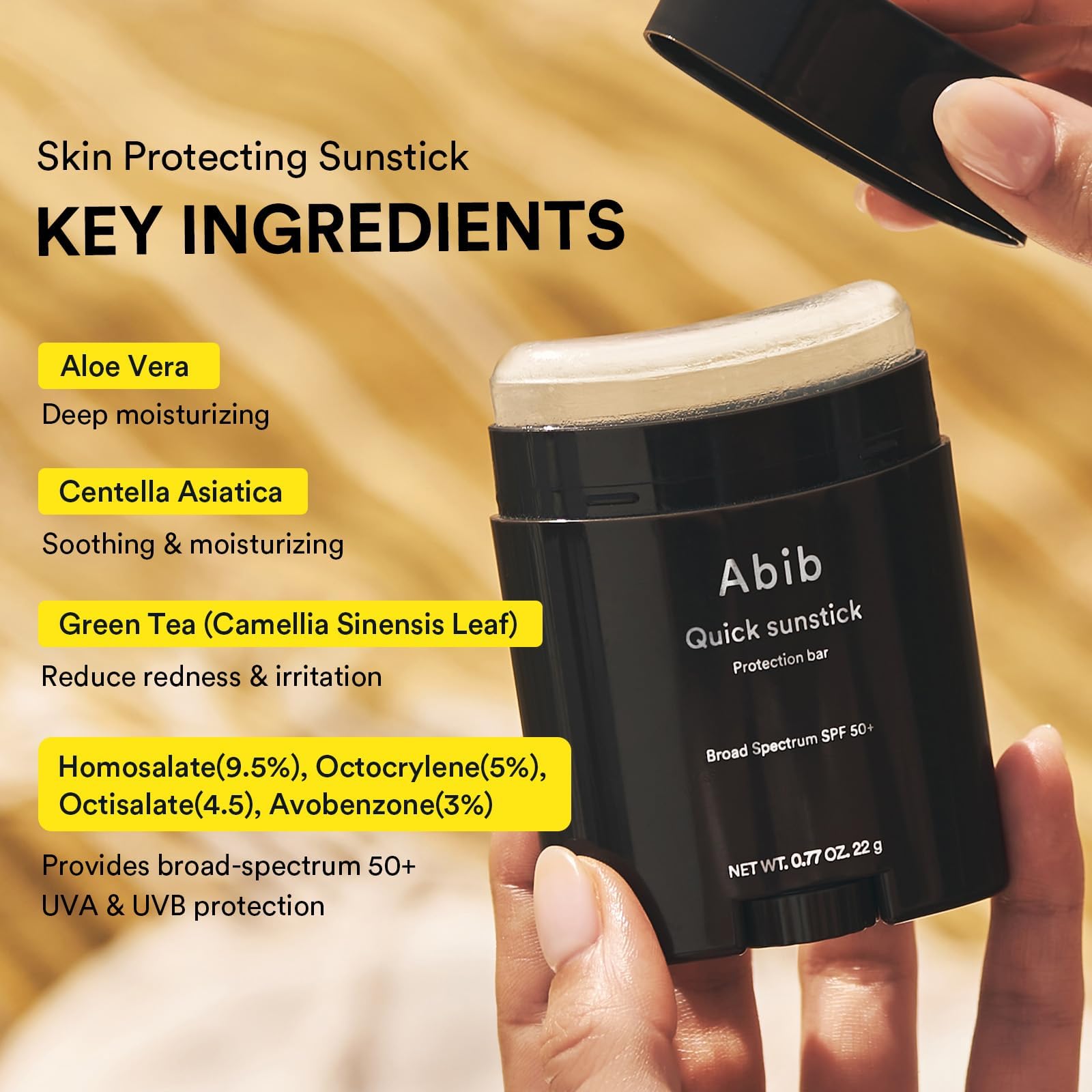 Abib Airy Sunstick Protection Bar SPF50+ Broad Spectrum, Semi-Matte Sunscreen Stick for Oily & Combination Skin, No White Cast, Water-Resistant, Korean Sunscreen, 0.81 oz / 23 g