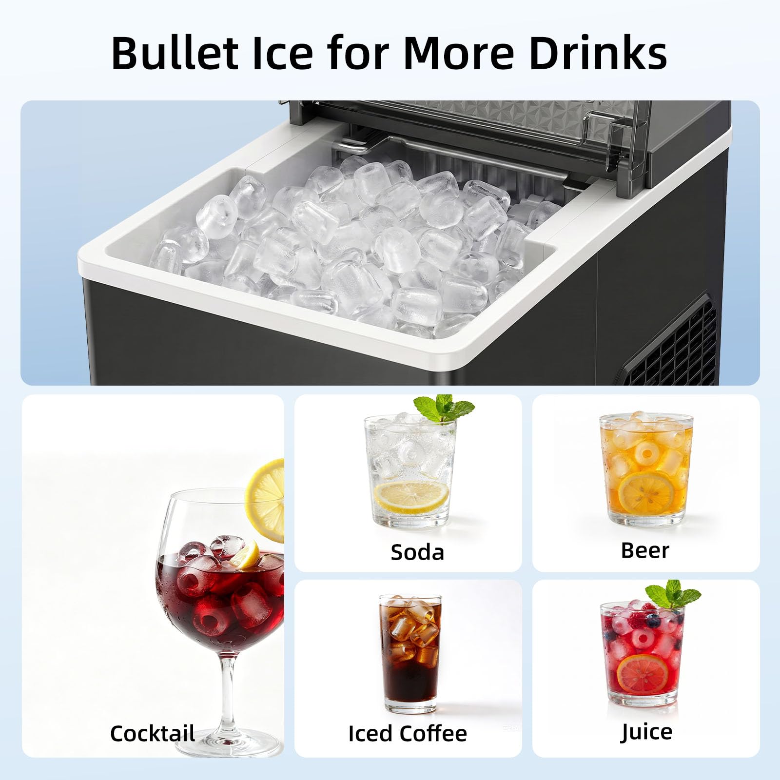 Antarctic Star Ice Maker Countertop, Portable Ice Machine with Carry Handle, 26Lbs Per Day, 9 Cubes Ready in 6 Mins, Self-Cleaning Ice Makers with Ice Scoop and Basket for Kitchen/Office/Party (Black)