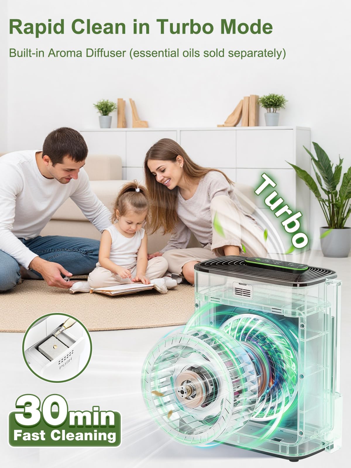 KNKA Air Purifiers for Home Large Room Bedroom Up to 1123 Ft² in 1 Hr, Washable Filters, AQI Display, Turbo & Auto Modes, HEPA Sleep Mode, Air Cleaner for Dust, Pet Hair, Pollen (APH3000)