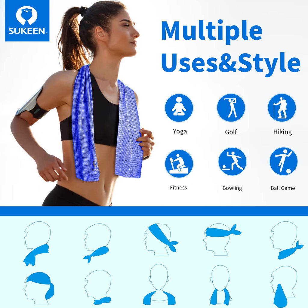 Sukeen Cooling Towel for Neck and Face (40"x12"), Microfiber Bulk Cooling Towels for Athletes Cooling Neck Wraps Instant Cooling Towels for Yoga,Gym,Golf,Running,Fitness and Workout