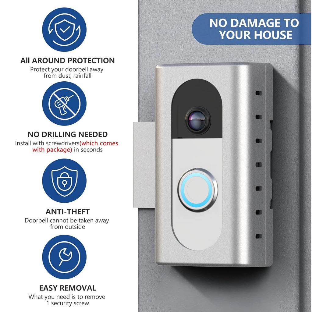 KIMILAR Anti-Theft Video Doorbell Mount Compatible with Ring/Blink Wireless Video Doorbell, Adjustable Mounting Bracket Accessories for Houses, Apartments, Businesses, Not for Blink 2nd Gen