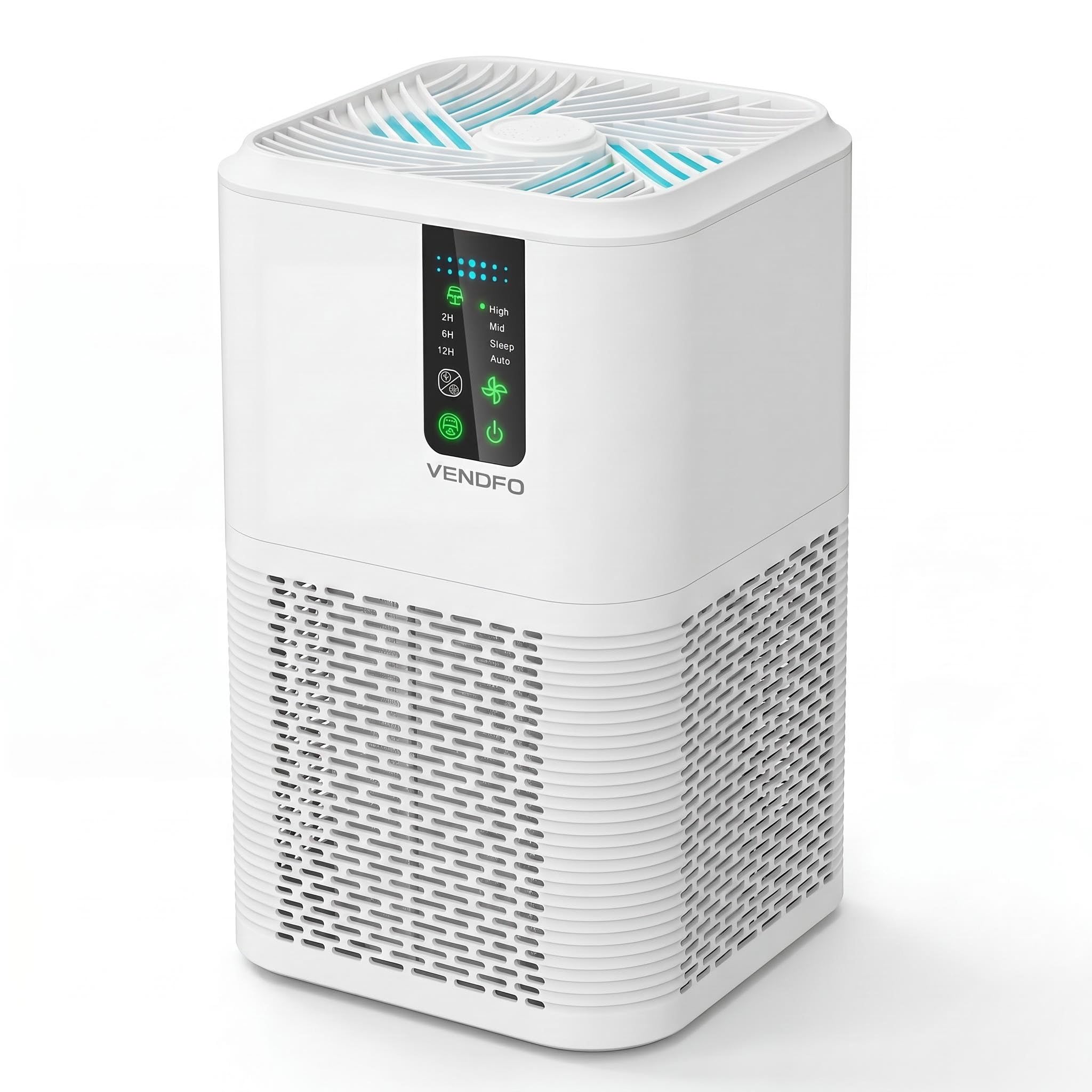 Air Purifiers for Home Large Room Up to 1750ft², Vendfo H13 HEPA Air Purifier for Bedroom with Auto Air Quality Monitor, Air Cleaner with Fragrance for Smoke Dust Pollen Pets Hair Odor, White Black