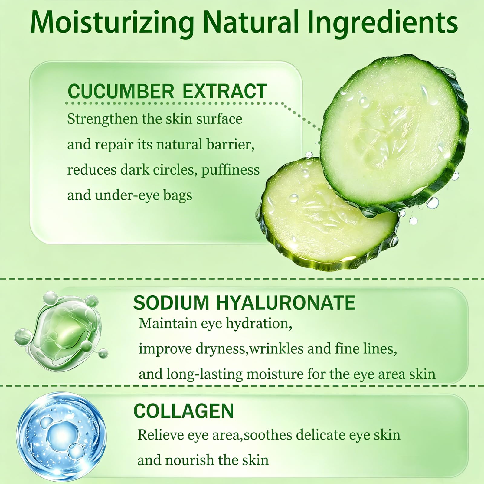 60 PCS Cucumber Under Eye Patches,Eye Masks for Dark Circles,Puffiness and Eye Bags,Moisturizing Eye Patches Skincare, Reduce Eye Skin Dryness,Wrinkles and Fine Lines,Self Care Gifts for Women