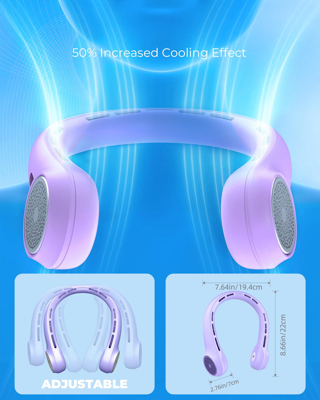 Neck Fan with 4000mAh Rechargeable Battery & LED Display, Portable Personal Cooler for Women/Men, 3-Speed Bladeless 360° Cooling Fans, Stylish Gift for Gym/Travel/Office, White