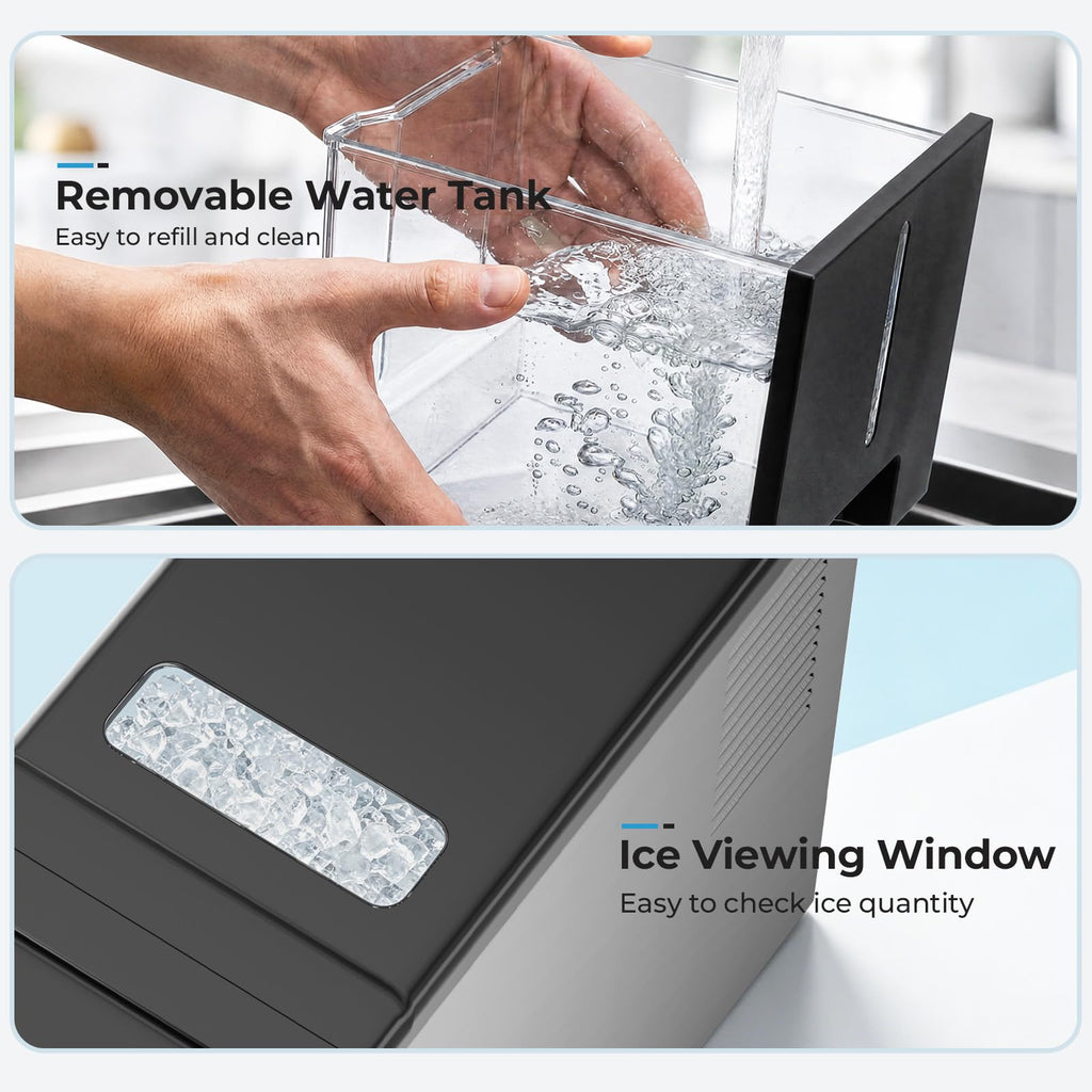 Antarctic Star Nugget Ice Maker Countertop, 33 lbs/24H, Automatic Ice Dispenser, Self-Cleaning Pebble Sonic Ice Machine, 1.8L Water Tank, One-Click & Motion Sensor Light, for Home/Office/Kitchen