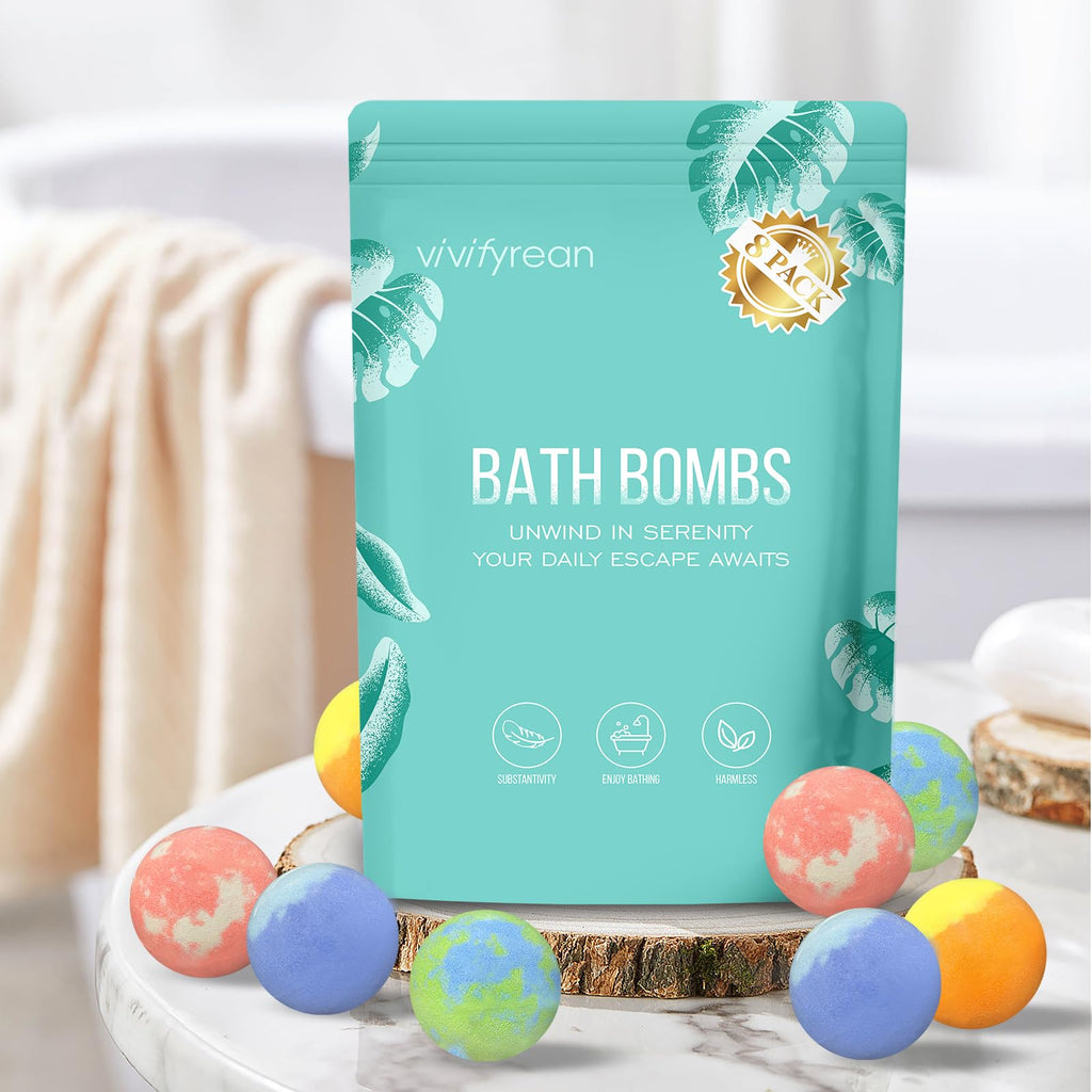 Bath Bombs for Women and Girls, Anniversary Birthday Gift, Natural Organic Fizzy Bath Bombs, Stress Relief, Self-Care Relaxation Home Spa, Pack of 8 in Bag, with Essential Oils & Epsom Salts, 4 Scents