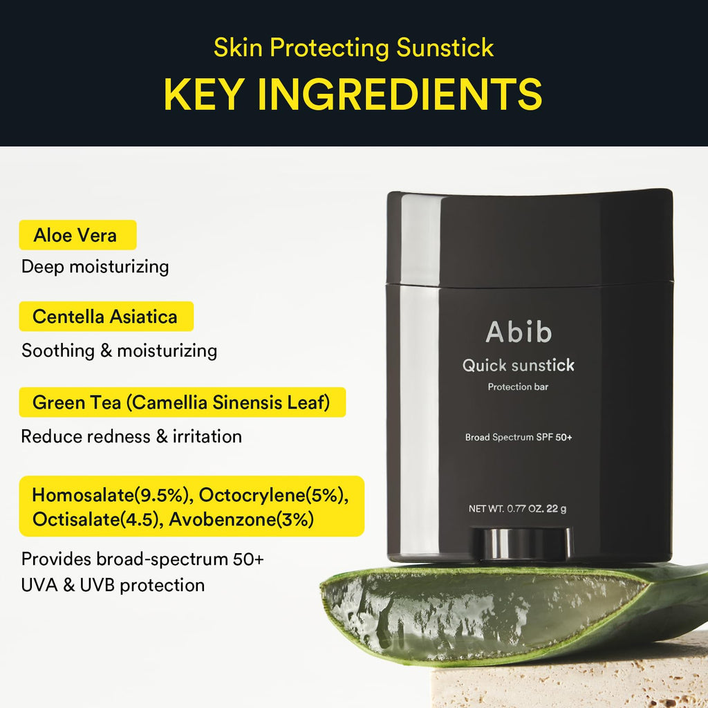 Abib Airy Sunstick Protection Bar SPF50+ Broad Spectrum, Semi-Matte Sunscreen Stick for Oily & Combination Skin, No White Cast, Water-Resistant, Korean Sunscreen, 0.81 oz / 23 g