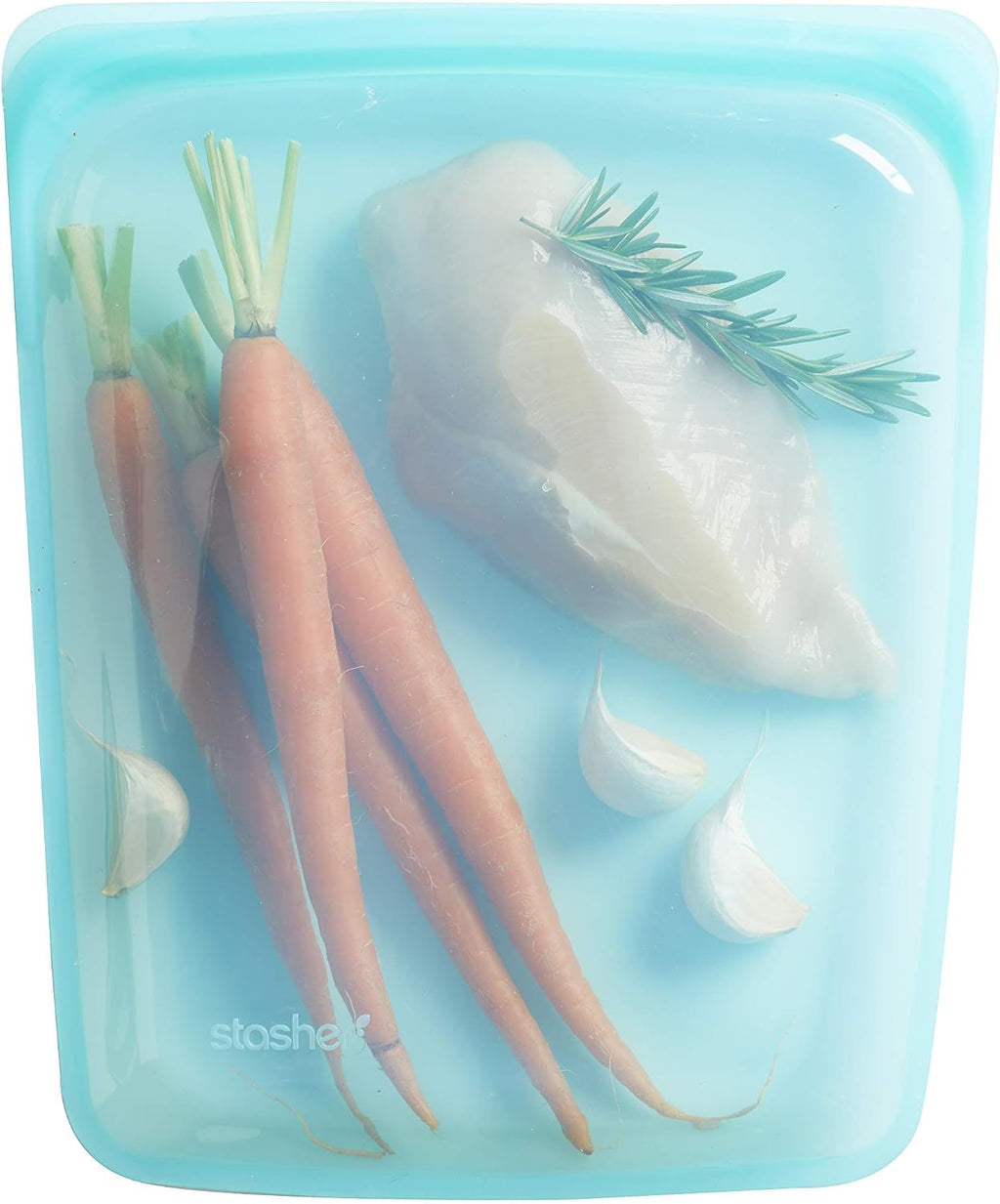 Stasher Silicone Reusable Storage Bag, Half Gallon Bag, Reusable Freezer Bags, Microwave, Dishwasher, Oven Safe, Sous Vide, Premium Lunch Container, Eco Friendly, Food Storage Bags, 64 oz, Aqua