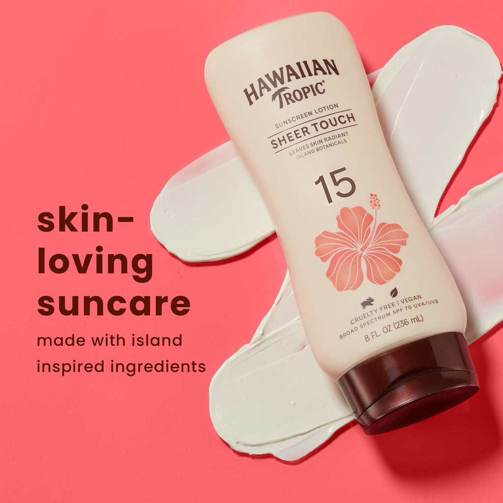 Hawaiian Tropic Sheer Touch Lotion Sunscreen SPF 70, 8 Fl Oz | Broad Spectrum, Oxybenzone Free, Sunblock Lotion, Hawaiian Tropic Sunscreen SPF 70, 8 Fl Oz