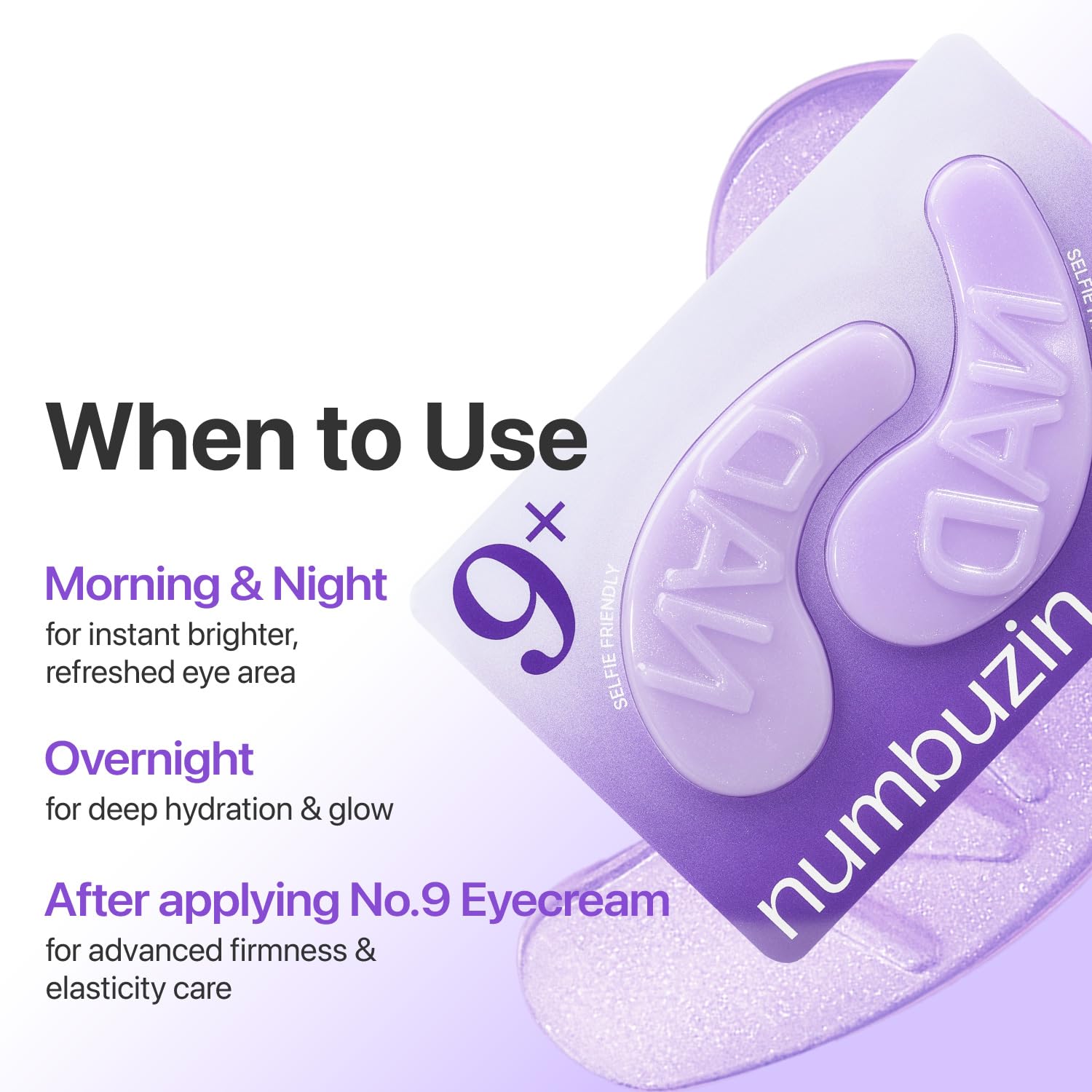 numbuzin No.9 Eye Patches, NAD+ Collagen Jelly Eye Masks with Peptides, Caffeine & Niacinamide, Cooling Under Eye Patches for Puffy Eyes & Eyebags, Skin Hydrated in Summer, 5 Pairs (10 Patches)