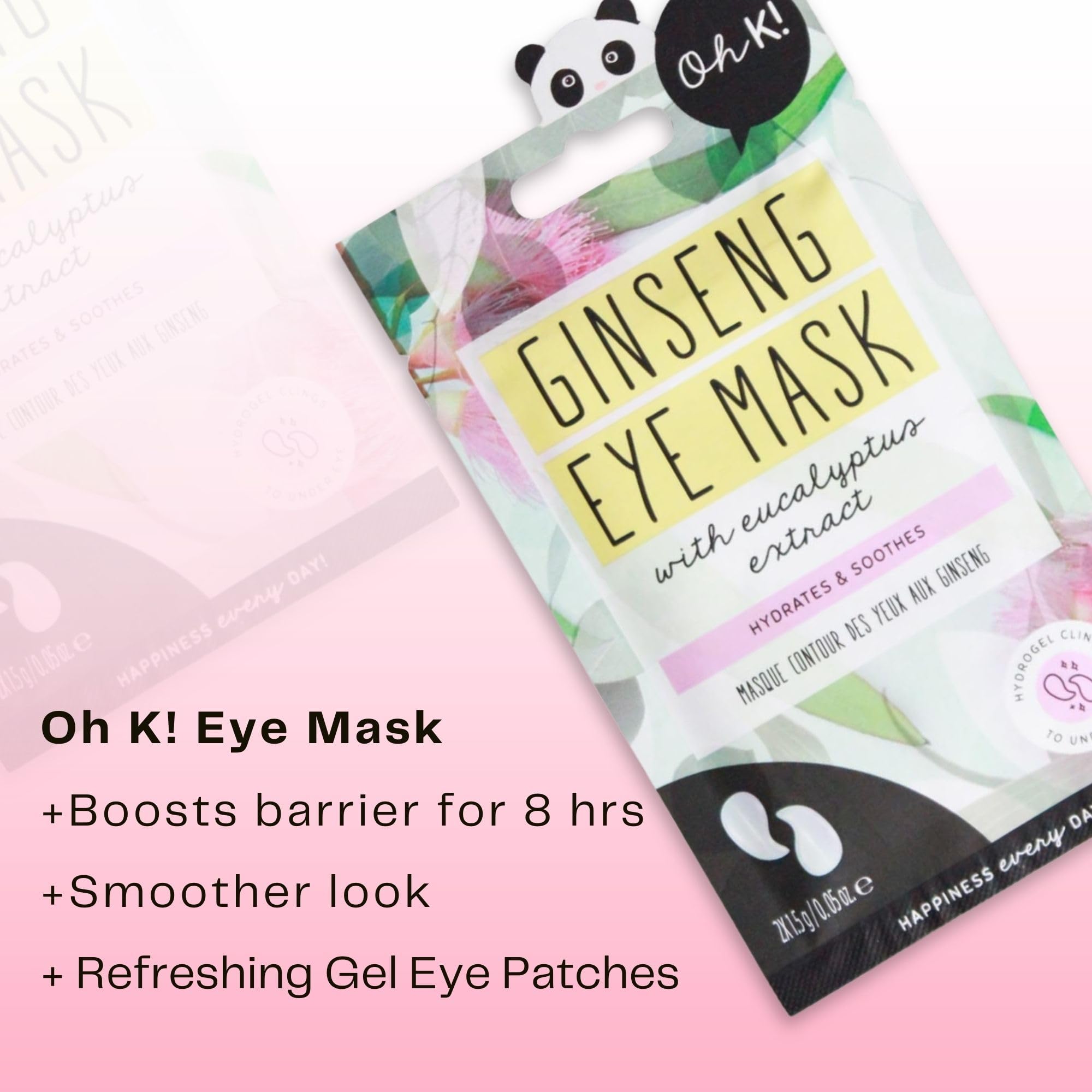 Oh K! Eye Mask - Rejuvenating - Hydrating Under Eye Patches - Depuffing Undereye Patches with Niacinamide - Hydrogel Mask for Dark Circles - 7 Pairs