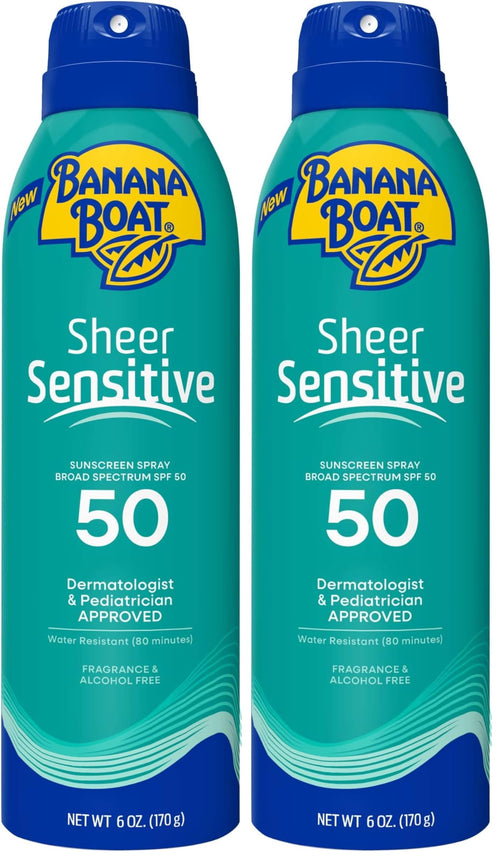 Banana Boat Sheer Sensitive Sunscreen Spray SPF 50, 6 Oz