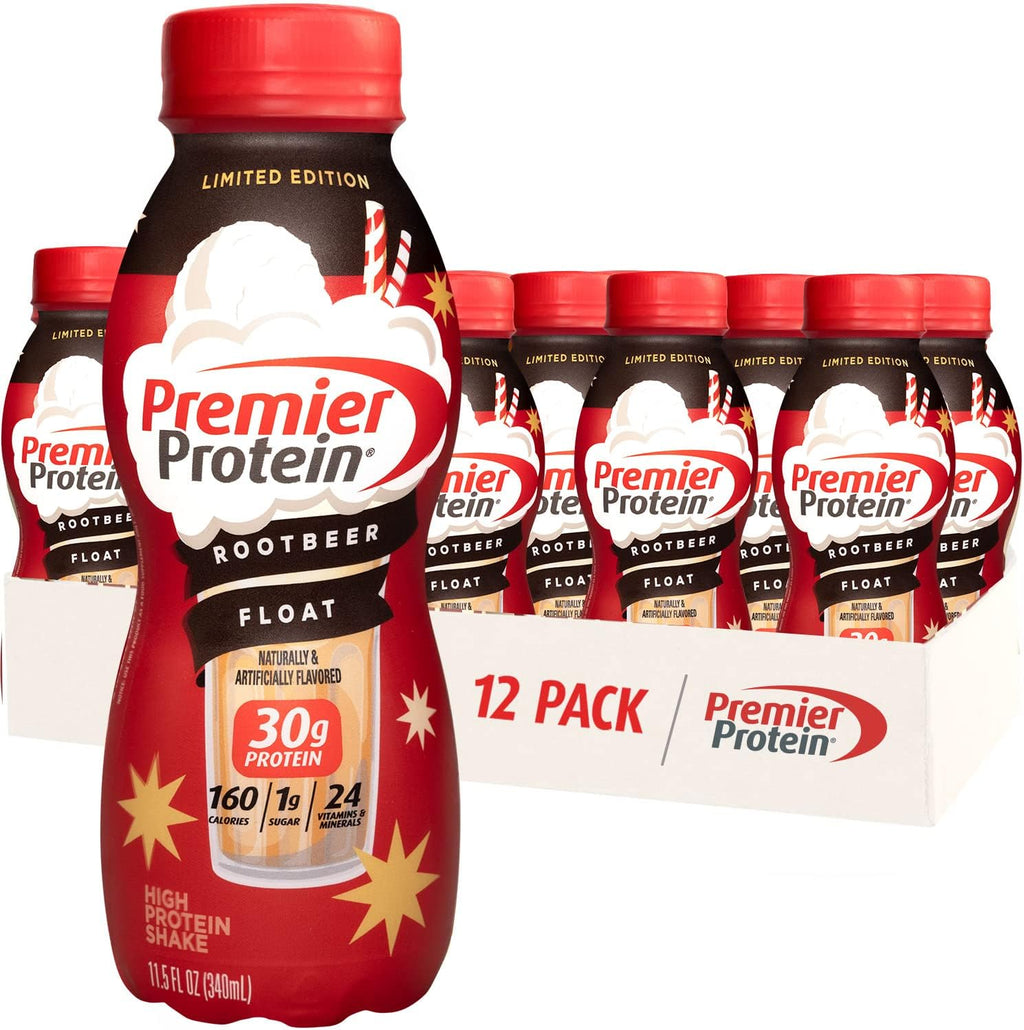 Premier Protein Shake Root Beer Float 30g Protein 12 Pack + Bananas & Cream 30g Protein 12 Pack