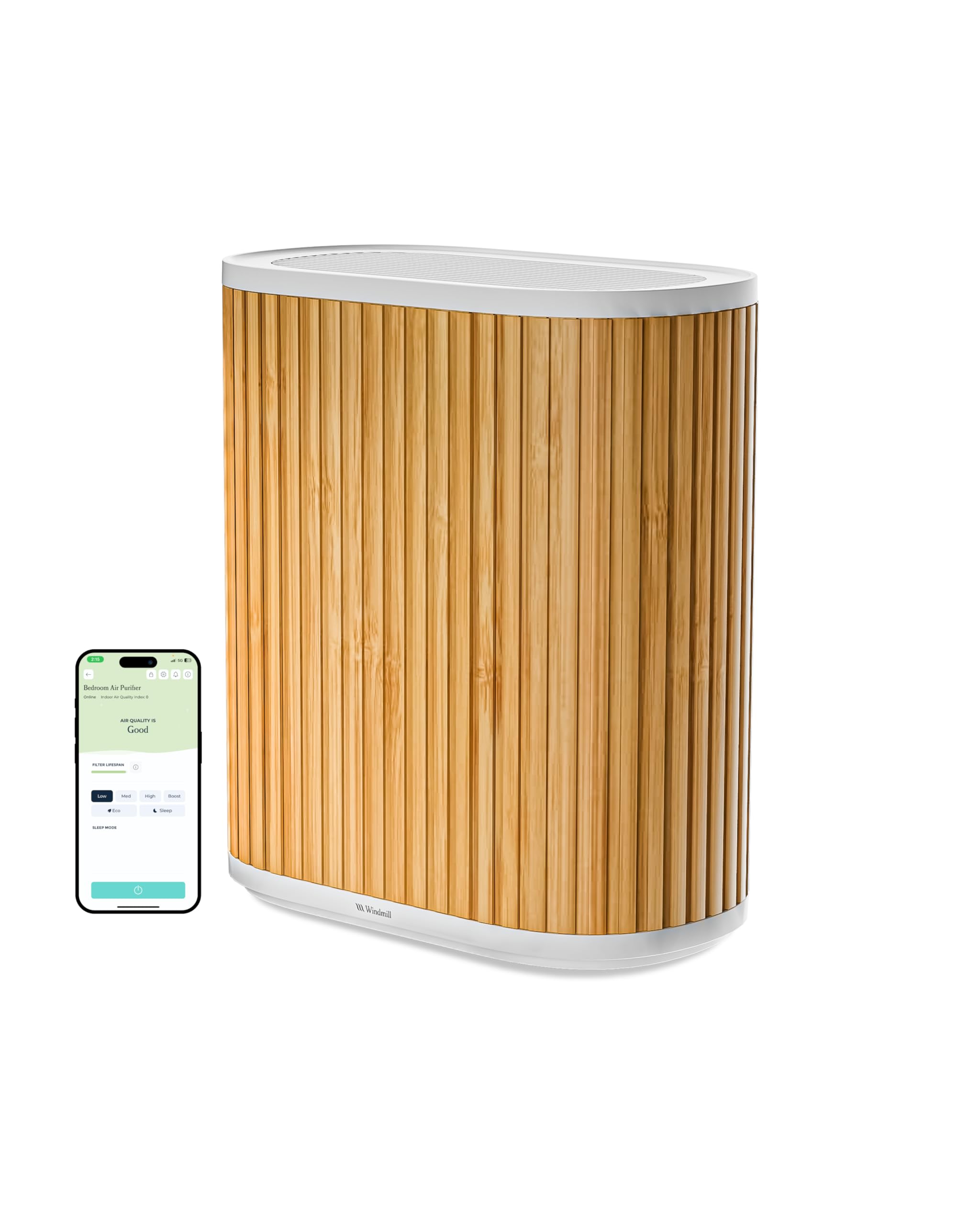 Windmill Air Purifier for Home - 3-In-1 Filtration for Dust, Smoke, & More - True HEPA Filter, Activated Carbon, & Pre-Filter - Ultra-Quiet - App Compatible - Covers Up To 975 sq ft - Navy