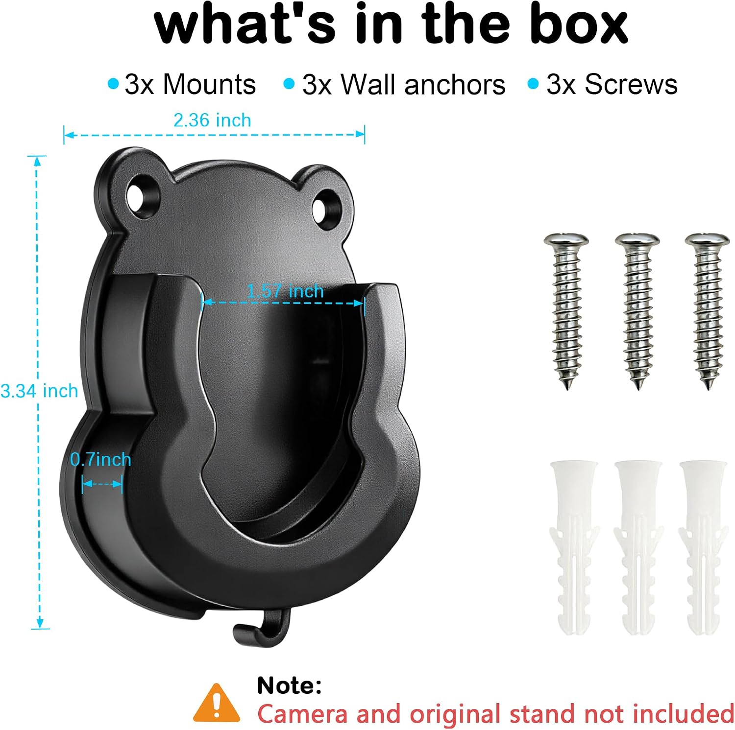 3 Pack Blink Camera No Drill No Screws Wall Mount Bracket, Strong Adhesive Wall Mount for Blink Outdoor 4, Outdoor 2K+, Mini, Mini 2K+, Ring Indoor Cam-Black