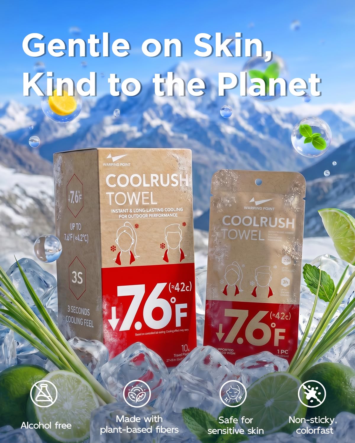 CoolRush Towel for Body–10 Pack Individually Wrapped Cooling Wipes | Instant Cooling Neck Wrap, Alcohol-Free Sweat Cooling Towel for Adults | Reusable, Travel, Gym, Music Festival, Camping Essentials