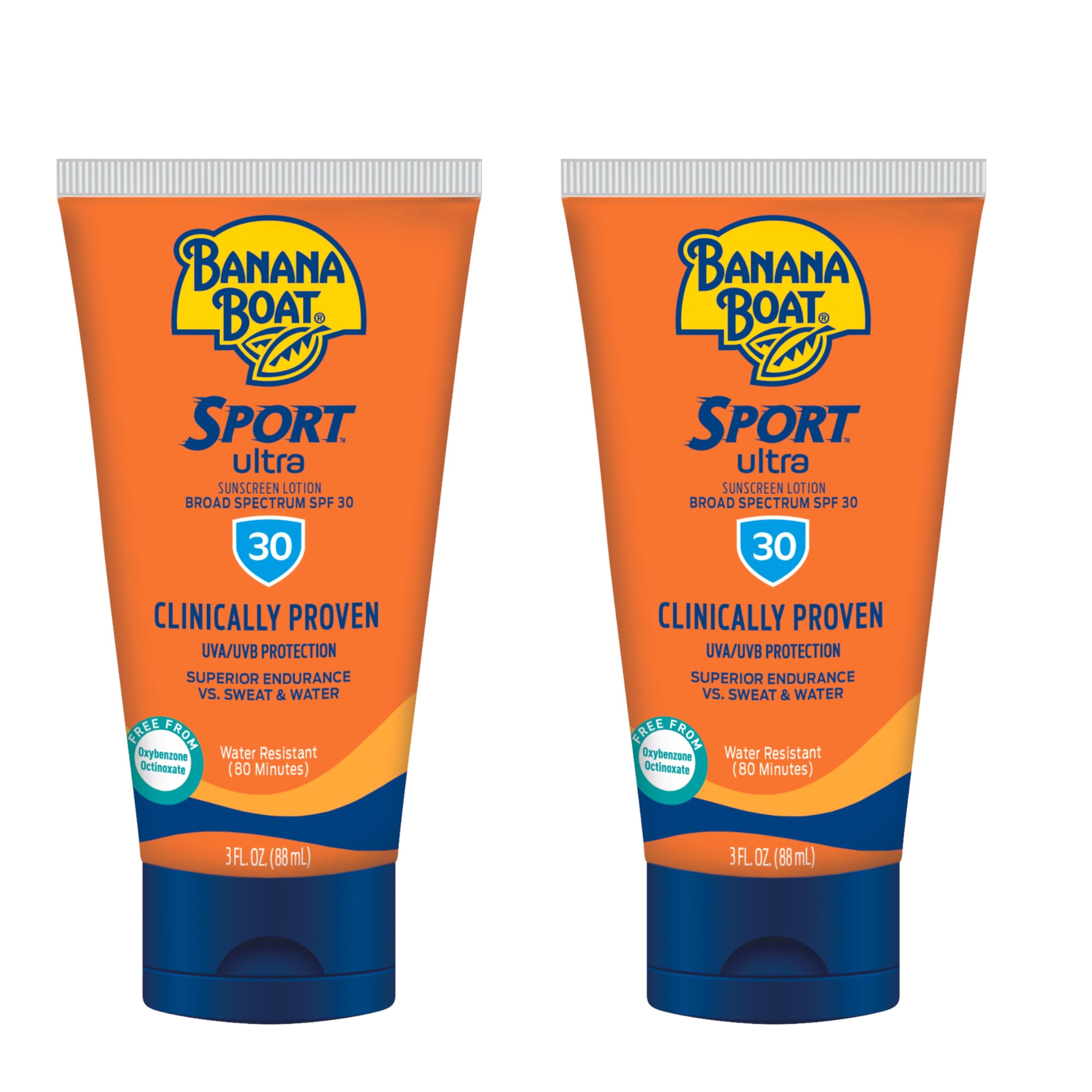 Banana Boat Sport Sunscreen Lotion, SPF 50, 10 Oz Each, Twin Pack | HIGH-PERFORMANCE SUNSCREEN with a non-greasy feel and won't clog pores