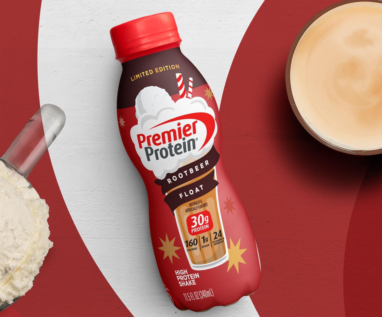 Premier Protein Shake Root Beer Float 30g Protein 12 Pack + Bananas & Cream 30g Protein 12 Pack