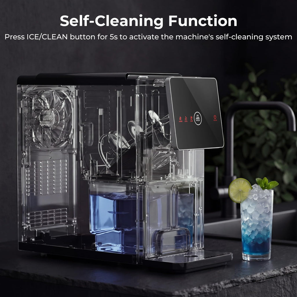 Antarctic Star Nugget Ice Maker Countertop, 33 lbs/24H, Automatic Ice Dispenser, Self-Cleaning Pebble Sonic Ice Machine, 1.8L Water Tank, One-Click & Motion Sensor Light, for Home/Office/Kitchen