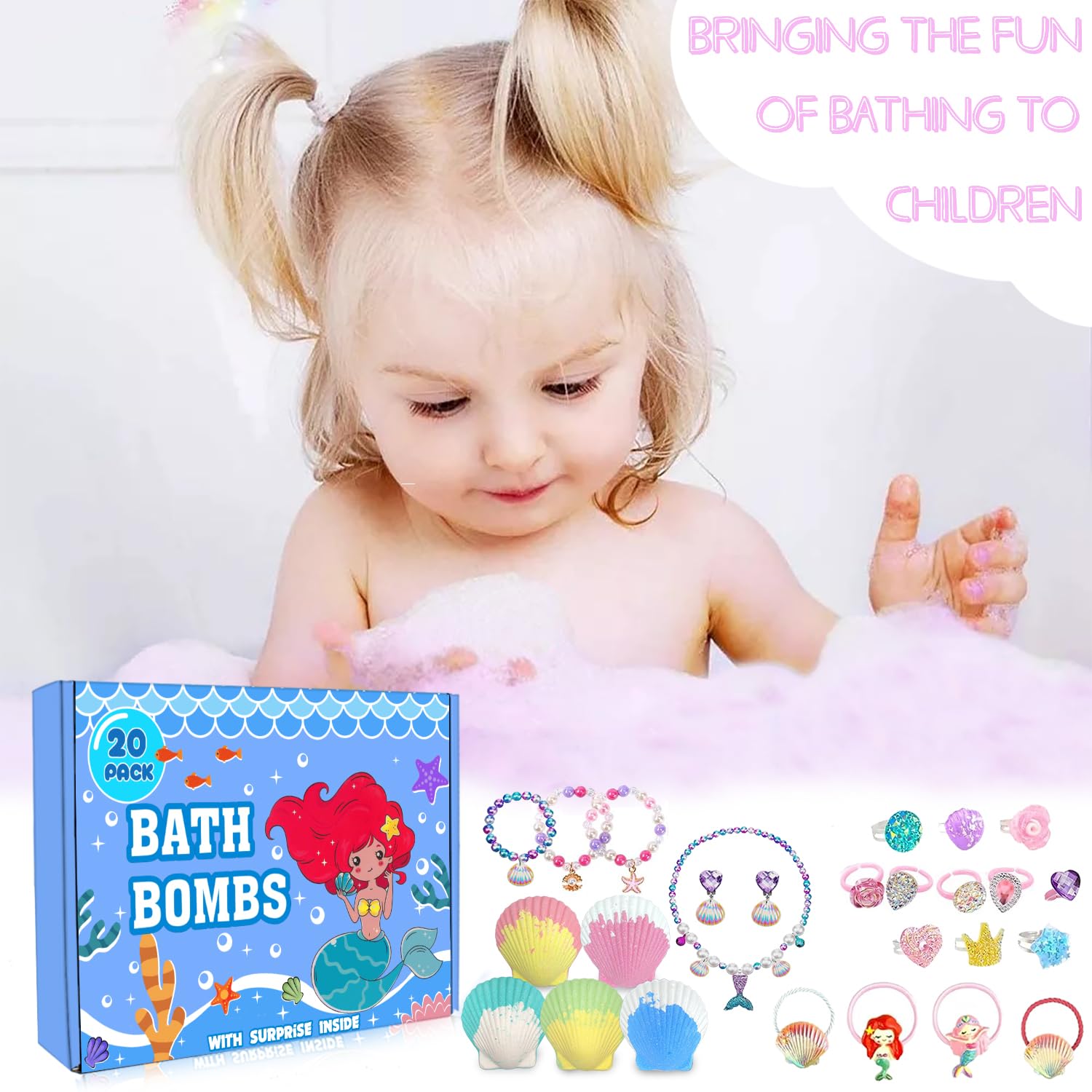 Bath Bombs for Kids with Surprise Fishing Games Inside for Girls Boys - 20 Kids Bath Bombs Gift Set, Handmade Bubble Bath Fizzes Bomb for Chrildren Birthday Christmas and Party Favor Gift for Boys