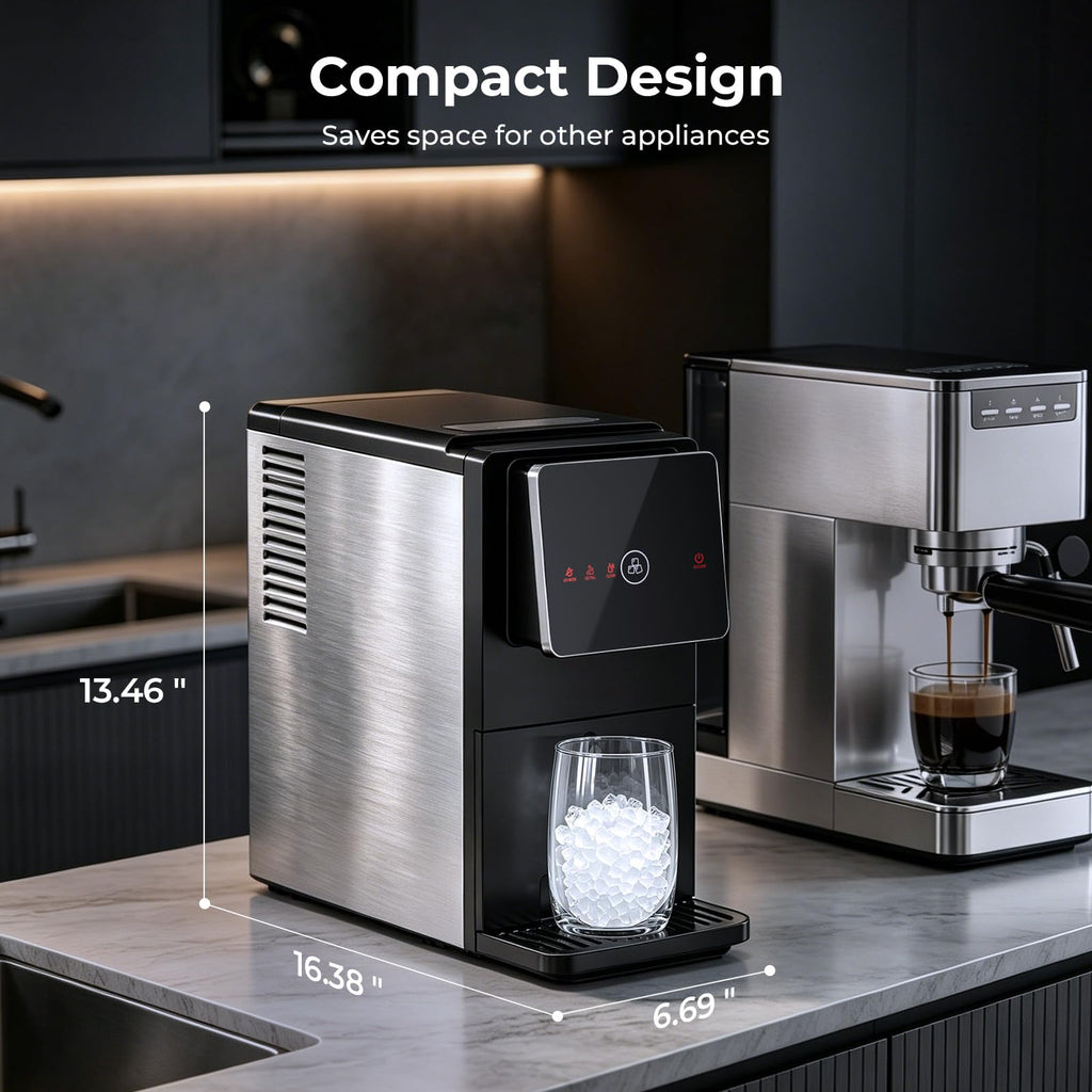 Antarctic Star Nugget Ice Maker Countertop, 33 lbs/24H, Automatic Ice Dispenser, Self-Cleaning Pebble Sonic Ice Machine, 1.8L Water Tank, One-Click & Motion Sensor Light, for Home/Office/Kitchen