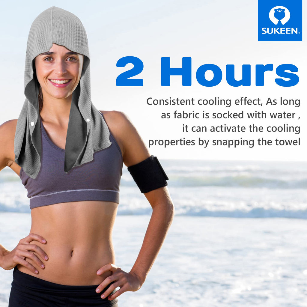 Sukeen Cooling Hoodie Towel, Absorbent Quick-Drying Cooling Towels for Neck and Face, UV Sun Protection Cooling Neck Wraps Sport Head Cooling Towel Hot Weather