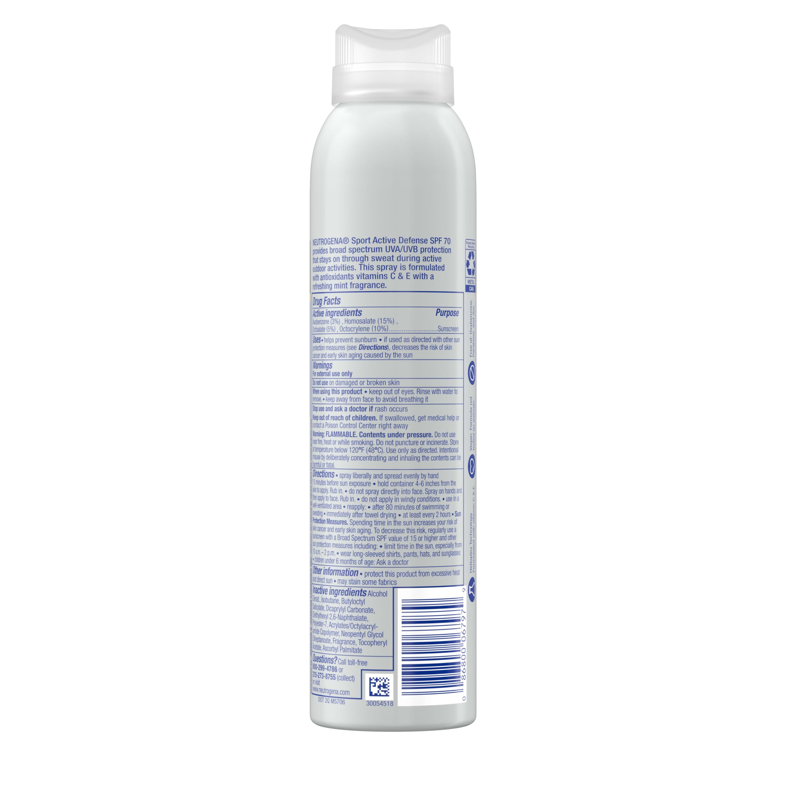 Neutrogena, Sport Face Sunscreen SPF 70+, Oil-Free, Sweat and Water-Resistant, Broad-Spectrum UVA/UVB, 2.5 Fl Oz
