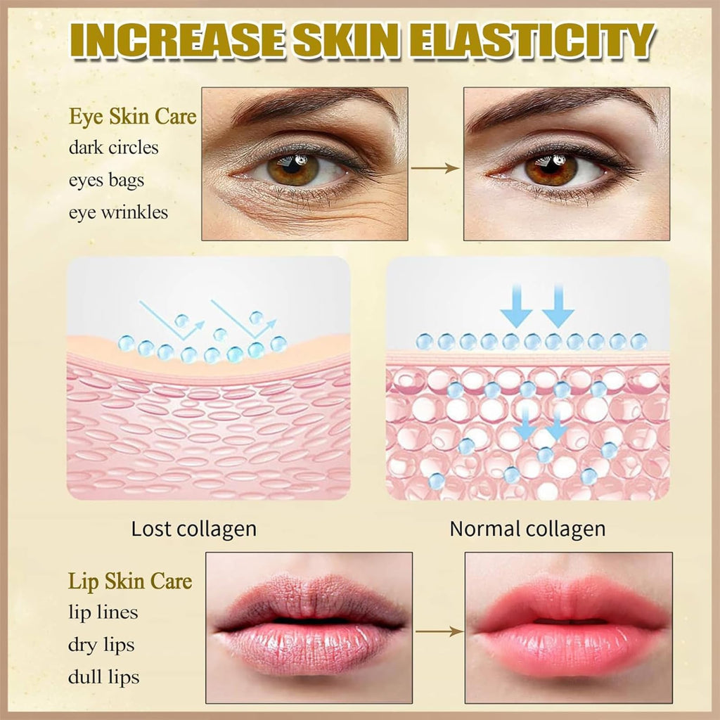 Lip Mask & Eye Mask - 30PCS Under Eye Patches Skincare for Puffy Eyes Bags Reducing Dark Circles,Collagen Hydrating Moisturizing Smoothing Gel Pads for Fade Fine Lines Anti-Aging Wrinkles Pink