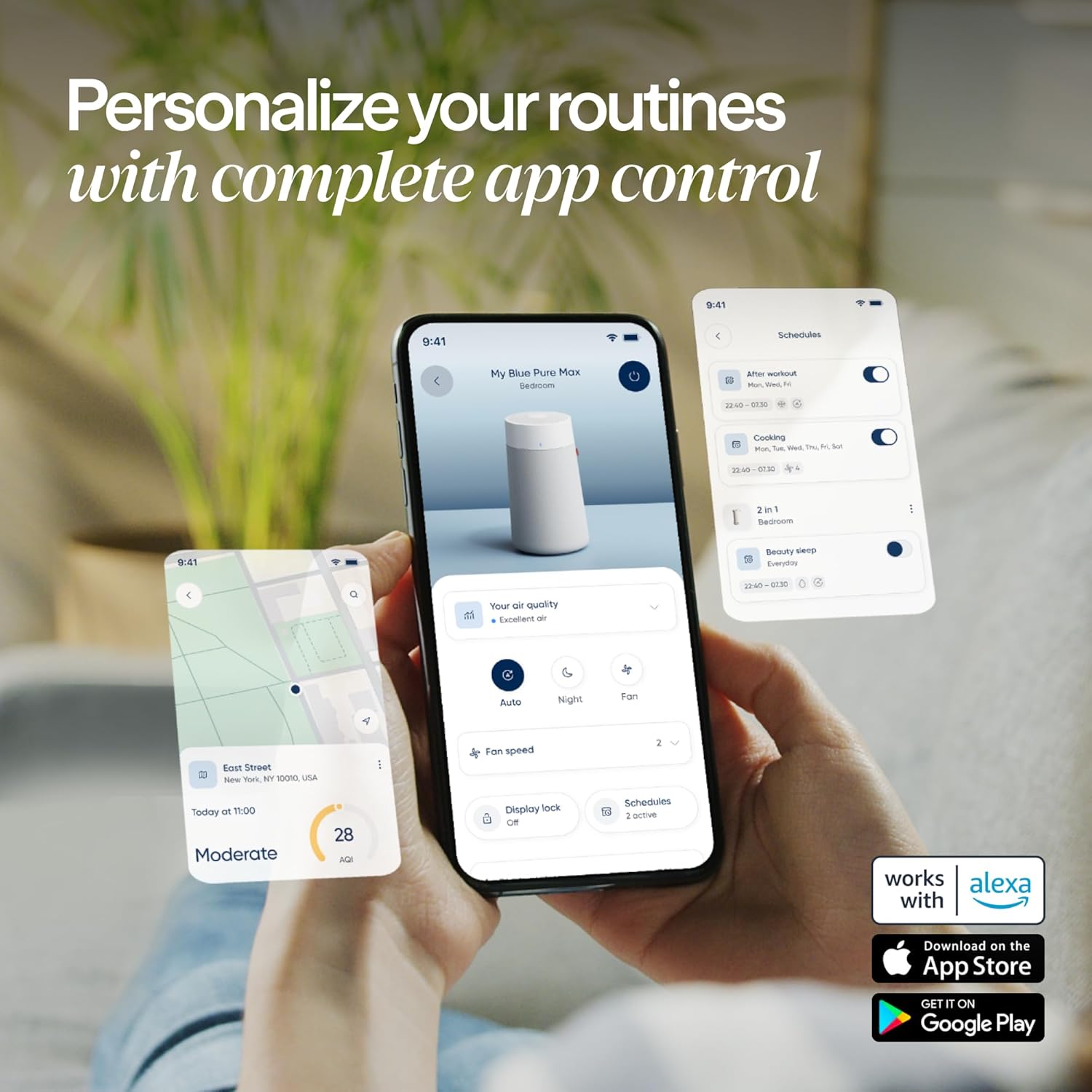 BLUEAIR Blue Pure 511i Max Smart Air Purifier for Bedroom & Small Rooms up to 1,138 Sq Ft, HEPASilent Air Cleaner for Pets, Allergies, Smoke & Dust, Quiet WiFi Air Purifier with Auto Mode