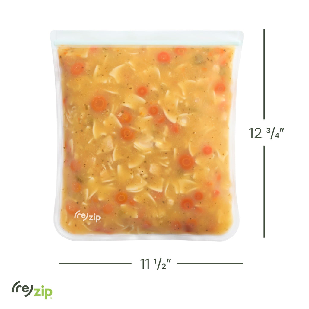 (re) zip Gallon Reusable Storage Bags, BPA-Free, Leakproof, Food-Grade 100% Food-Safe PEVA, for Food Storage and Freezer Use, Holds 16 cups | 128 fl oz, 4-Pack (Clear)