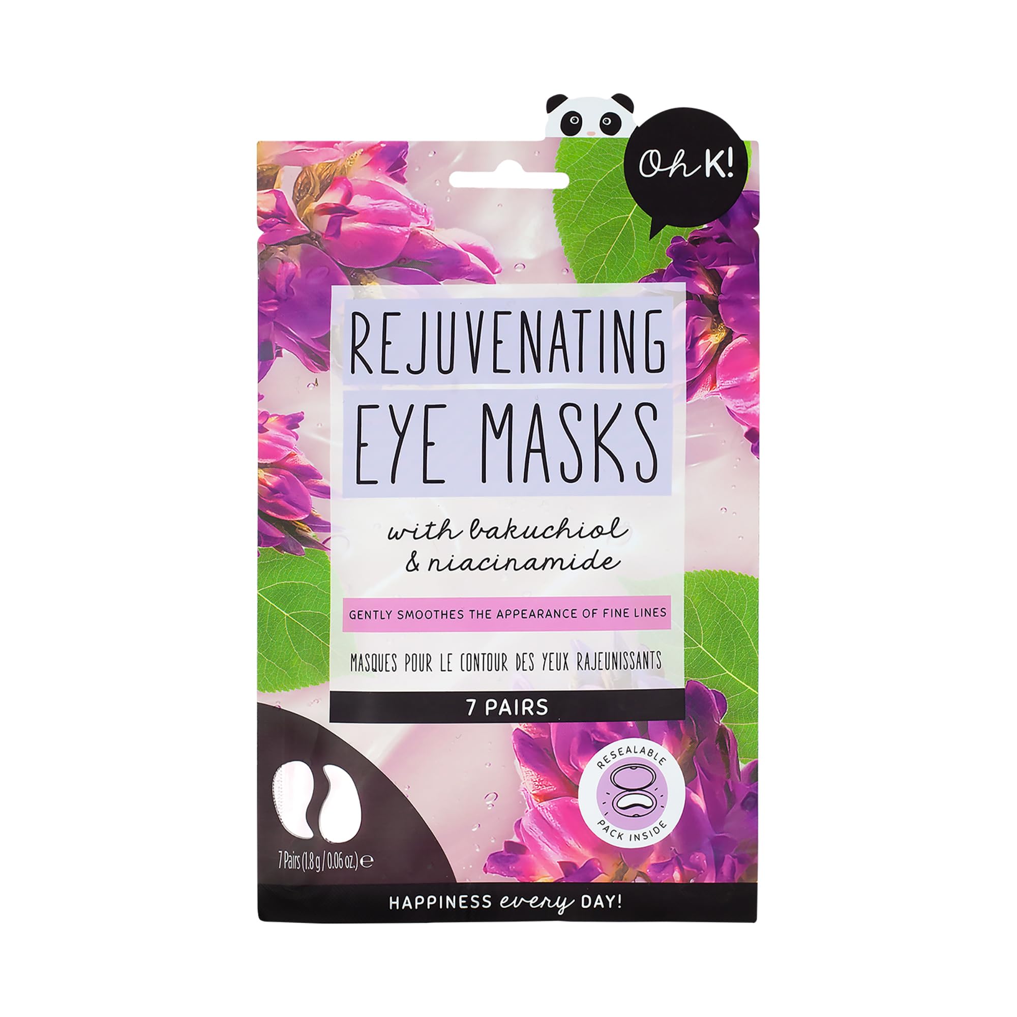 Oh K! Eye Mask - Rejuvenating - Hydrating Under Eye Patches - Depuffing Undereye Patches with Niacinamide - Hydrogel Mask for Dark Circles - 7 Pairs