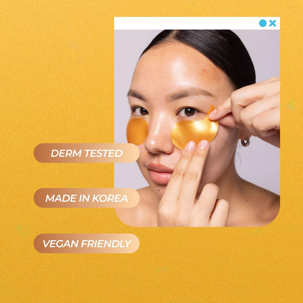 Vitamasques Lavender Hydrogel Eye Pads For Puffy Eyes & Dark Circles - Refresh in 15 minutes - Formulated in Korea - 16 Pairs / 32 HydroGel Eye Pads