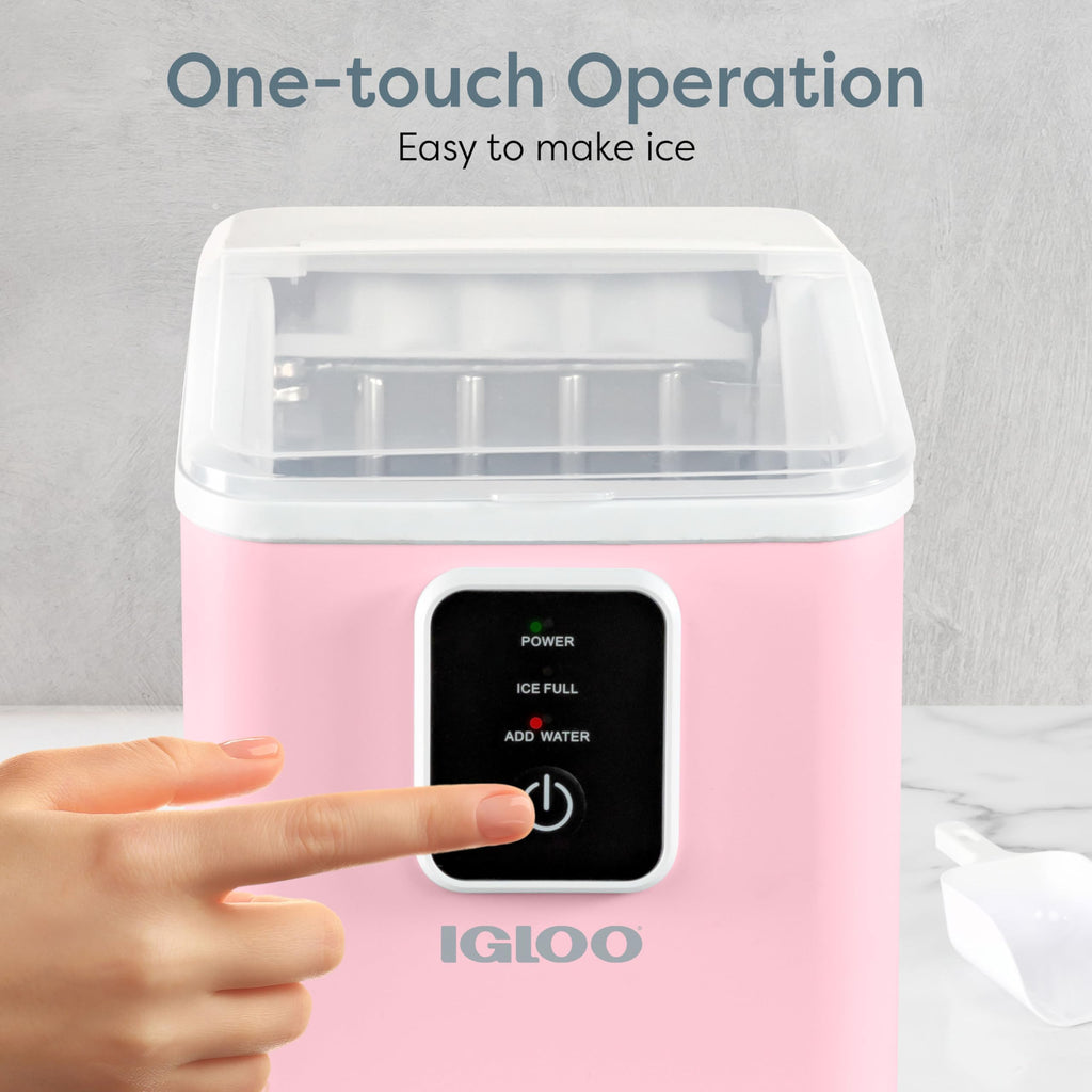 Igloo Automatic Self-Cleaning Portable Electric Countertop Ice Maker Machine with Handle, 26 Pounds in 24 Hours, 9 Ice Cubes Ready in 7 Minutes, with Ice Scoop and Basket