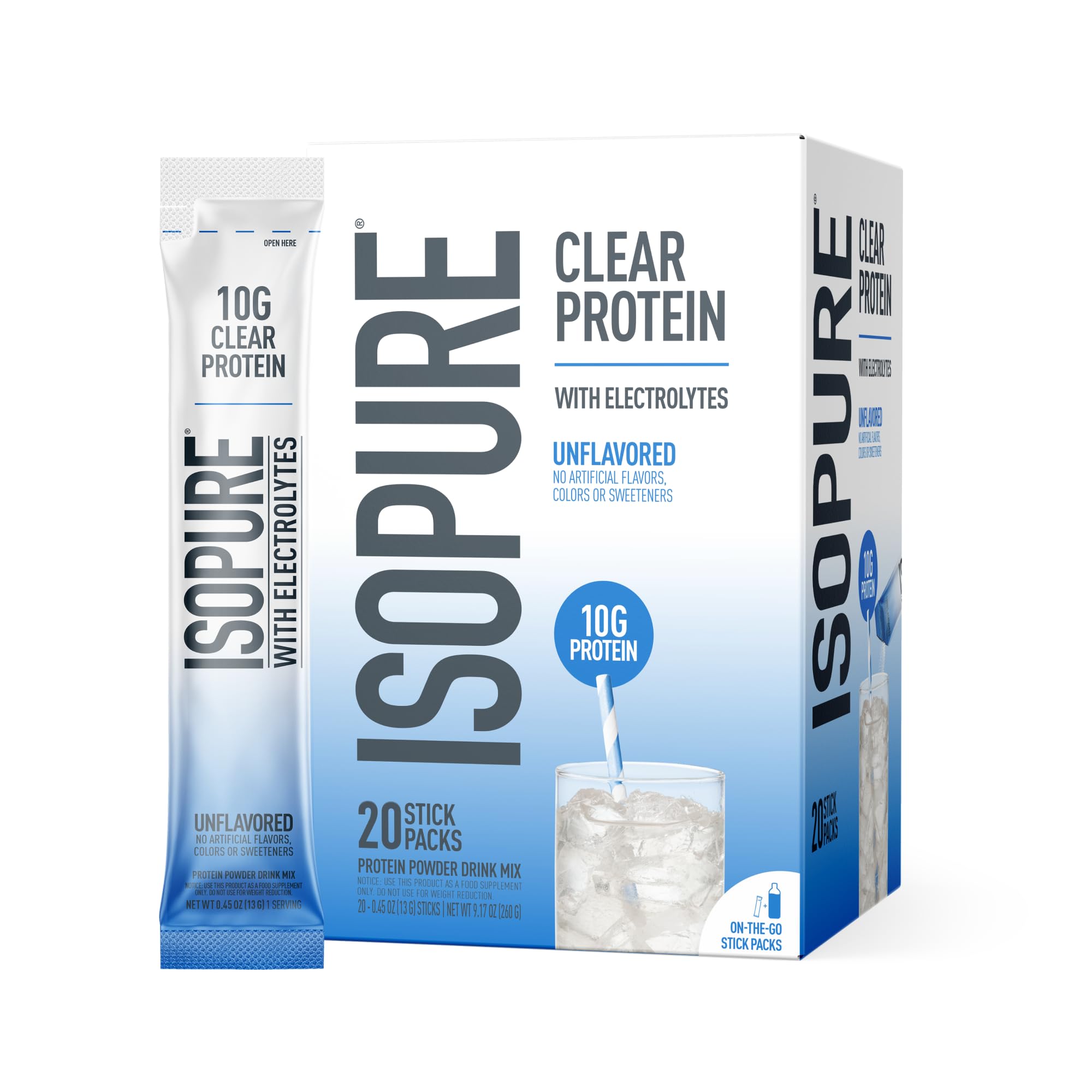 Isopure Clear Whey Isolate Protein Powder, Lactose Free, Gluten Free, Naturally Flavored, Watermelon Lime, 20g Protein Per Serving, 14.1 Oz, 16 Servings (Packaging May Vary)