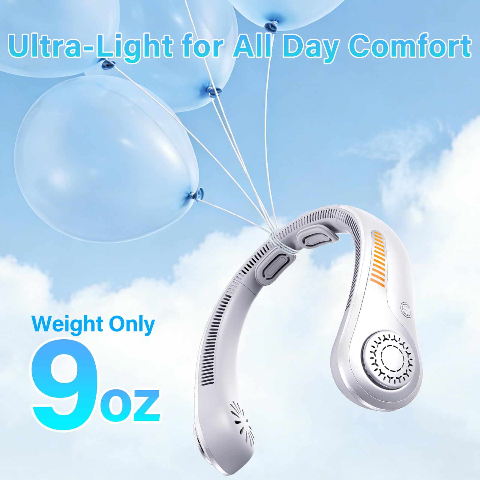 Portable Neck Fan Rechargeable, 5 Speeds, Lightweight, Long Lasting, Battery Operated All-Around Cooling Quiet Personal Fans for Travel Camping Cooling Essentials, Birthday Gifts for Women Men Mom Dad