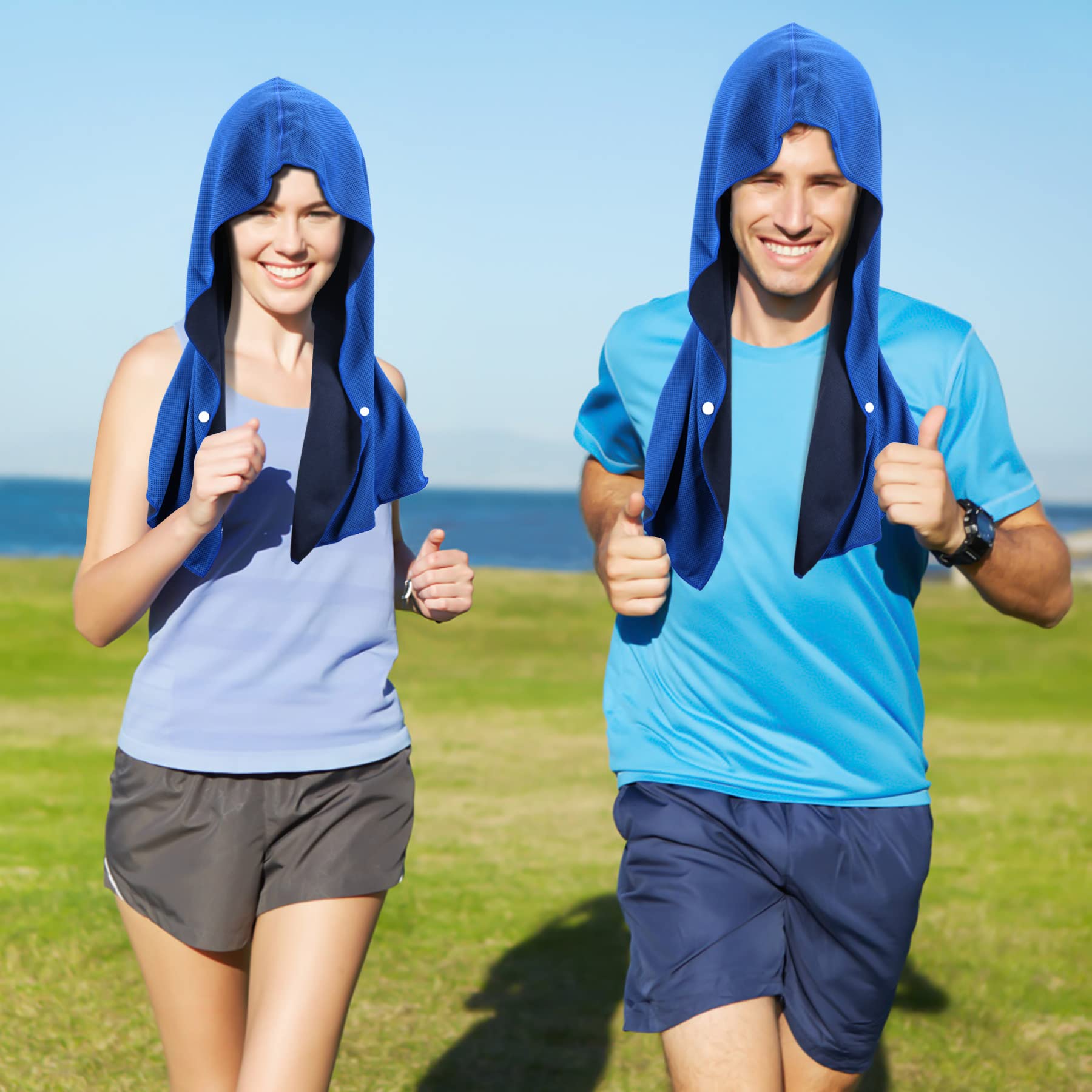 Sukeen Cooling Hoodie Towel, Cooling Towels for Neck and Face Quick Drying Absorbent, UV Protection Cooling Neck Wraps, Sport Workout Camping Cycling Cooling Towel