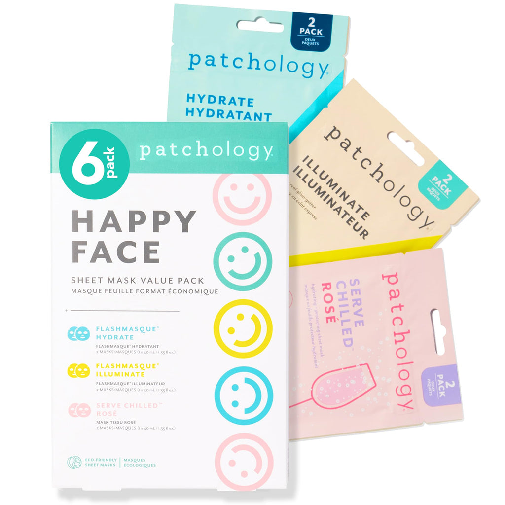 Patchology On The Fly Travel Facial Kit – Travel-Friendly Hydrating Skincare Essentials for Face, Eyes and Lips – Includes 2 Pair Under Eye Patches, 2 Hydrate Sheet Mask for Refreshed Skin,1 Lip Mask