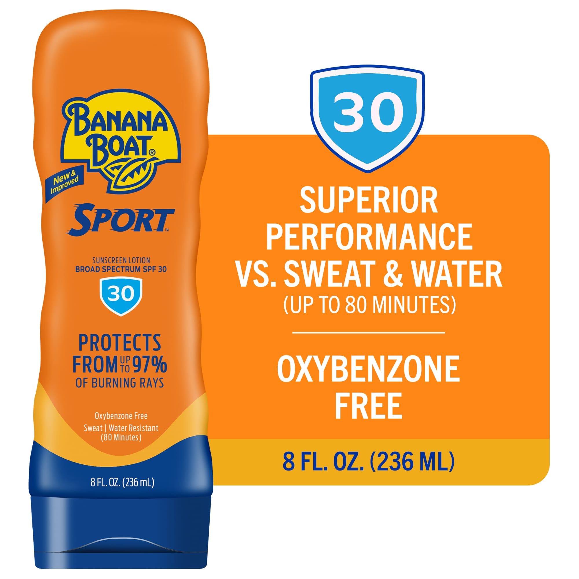 Banana Boat Sport Sunscreen Lotion, SPF 50, 10 Oz Each, Twin Pack | HIGH-PERFORMANCE SUNSCREEN with a non-greasy feel and won't clog pores