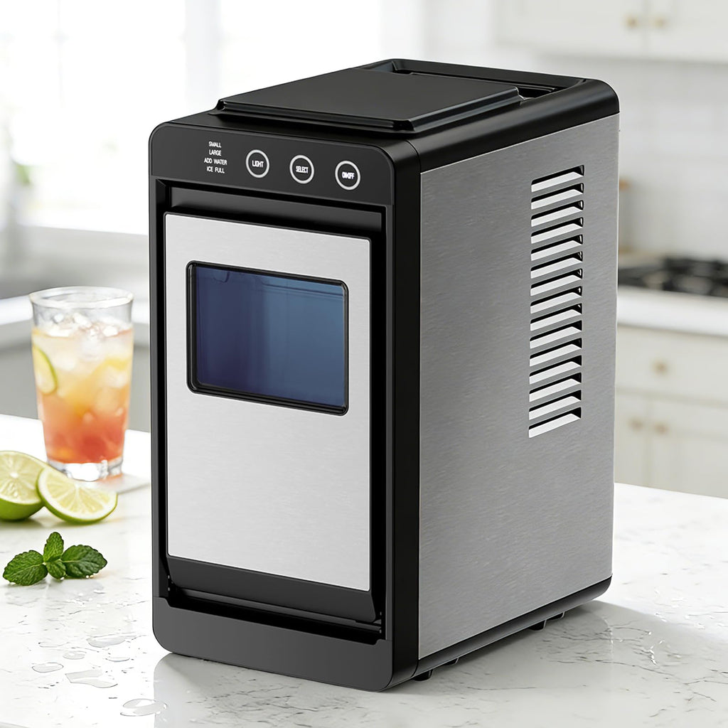 Antarctic Star Countertop Ice Maker, 26lbs/24H Ice Machine, Self-Cleaning Portable Ice Maker with 1.1lb Storage, 8 Bullet Ice in 6 Mins, Compact Ice Maker for Home/Office/Outdoor, Black