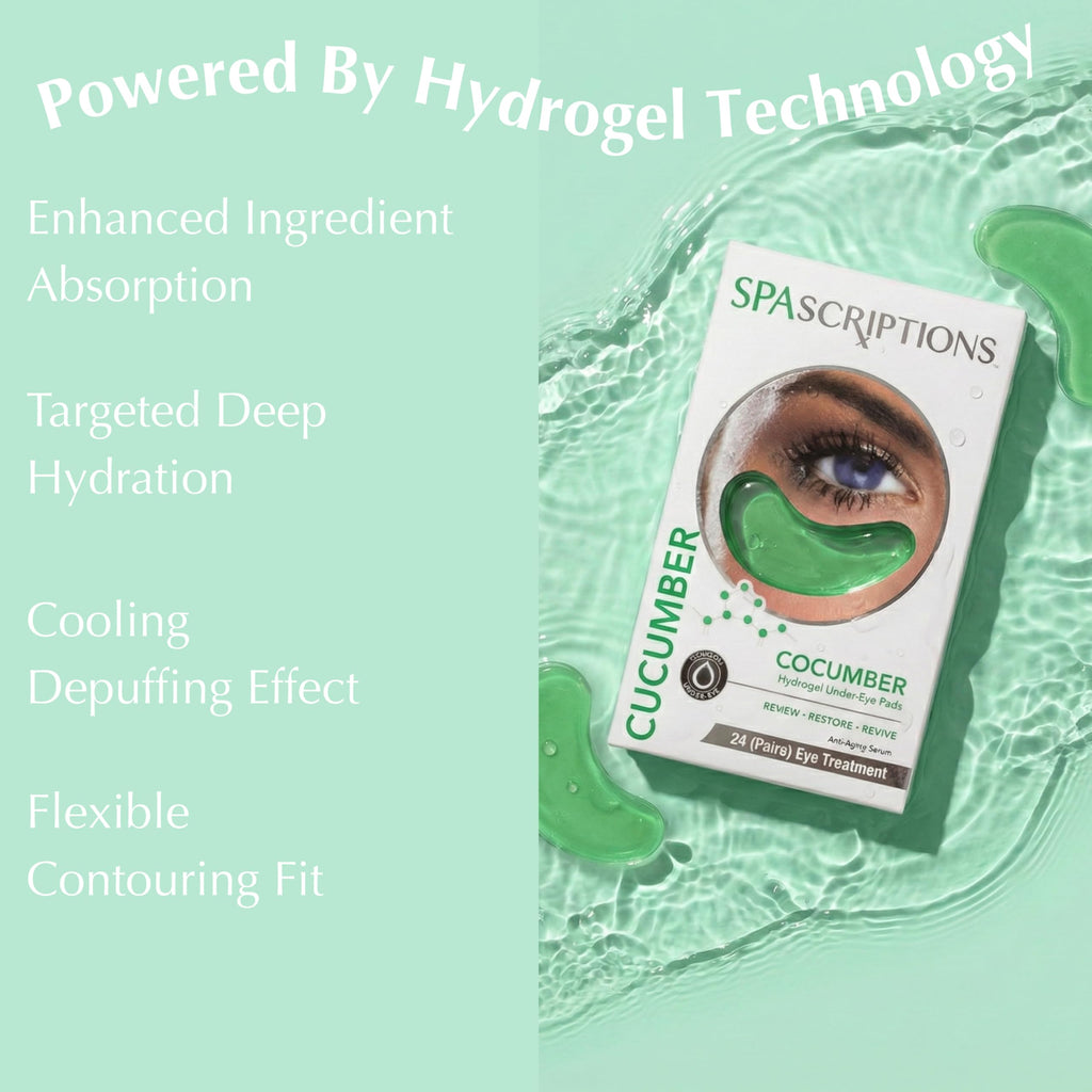 SpaScriptions Collagen Hydrogel Under Eye Patches - Anti-Wrinkle Eye Masks for Dark Circles & Puffiness, Firming & Hydrating Gel Eye Pads for Men & Women for Refreshing Daily Skin Care, 4 Pairs
