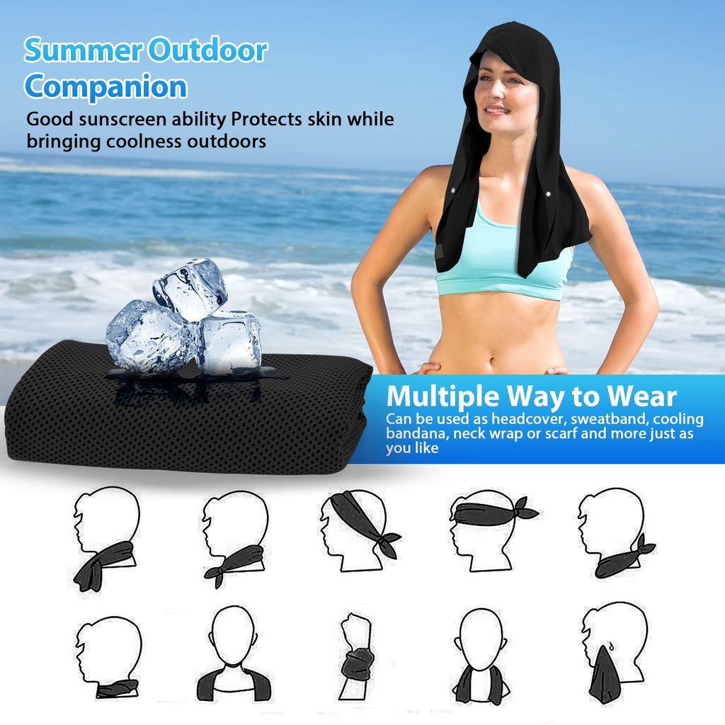 Sukeen Cooling Hoodie Towel, Cooling Towels for Neck and Face Quick Drying Absorbent, UV Protection Cooling Neck Wraps, Sport Workout Camping Cycling Cooling Towel