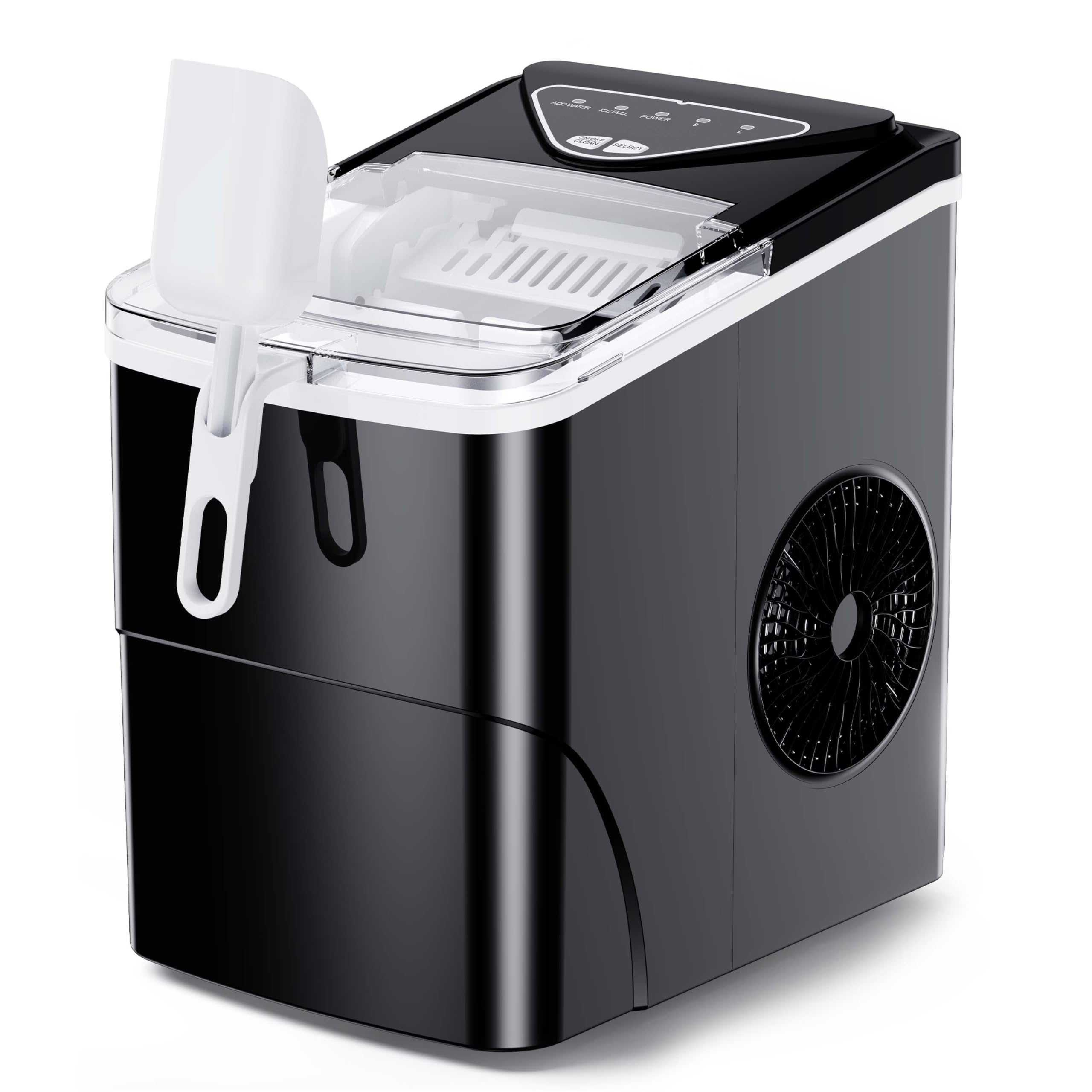 Silonn Countertop Ice Maker with 2.5L Expandable Ice Basket, 26.5lbs/24H, 9 Cubes in 6 Mins, 2 Ice Sizes, Self-Cleaning & LED Touch Control for Home Kitchen Office