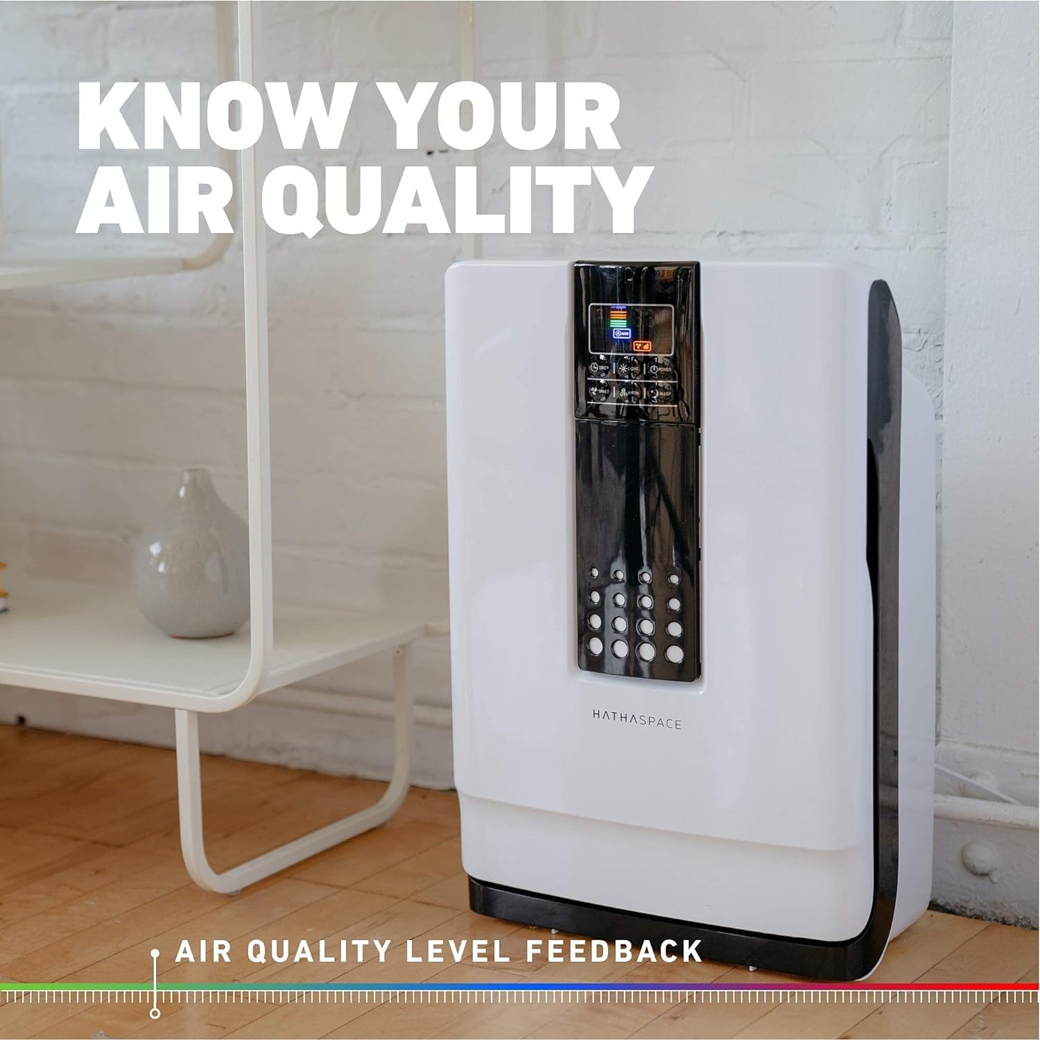 HATHASPACE Smart Air Purifiers - True HEPA Air Purifier, Cleaner & Filter for Allergies, Smoke, Pets - Eliminator of 99.9% of Dust, Pet Hair, Odors - HSP002-1500 Sq. Ft.