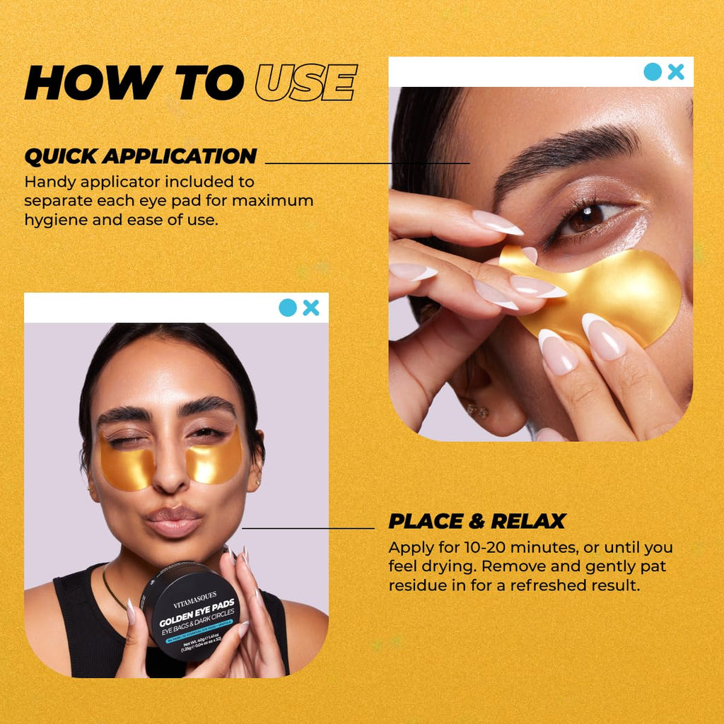 Vitamasques Lavender Hydrogel Eye Pads For Puffy Eyes & Dark Circles - Refresh in 15 minutes - Formulated in Korea - 16 Pairs / 32 HydroGel Eye Pads