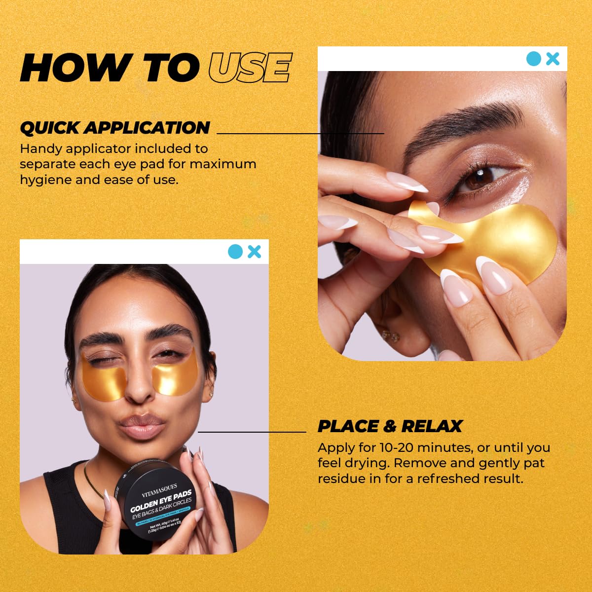 Vitamasques Lavender Hydrogel Eye Pads For Puffy Eyes & Dark Circles - Refresh in 15 minutes - Formulated in Korea - 16 Pairs / 32 HydroGel Eye Pads