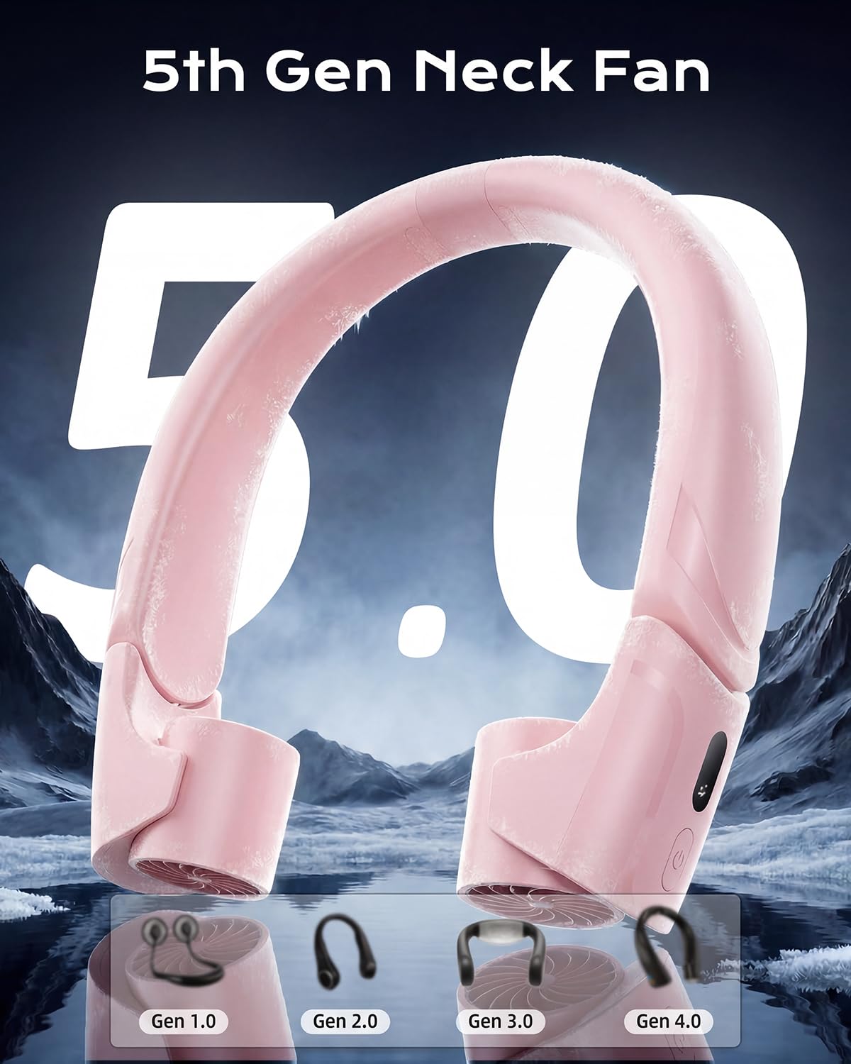 ChillGo 5th Gen Neck Fan with Dual Motor 200% Strong Airflow - 8000mAh Portable Fan, Personal Fan with Adjustable Airvents,Quick Charging,4 Speeds, Cooling Fan for Travel, Summer Gift for Father Women