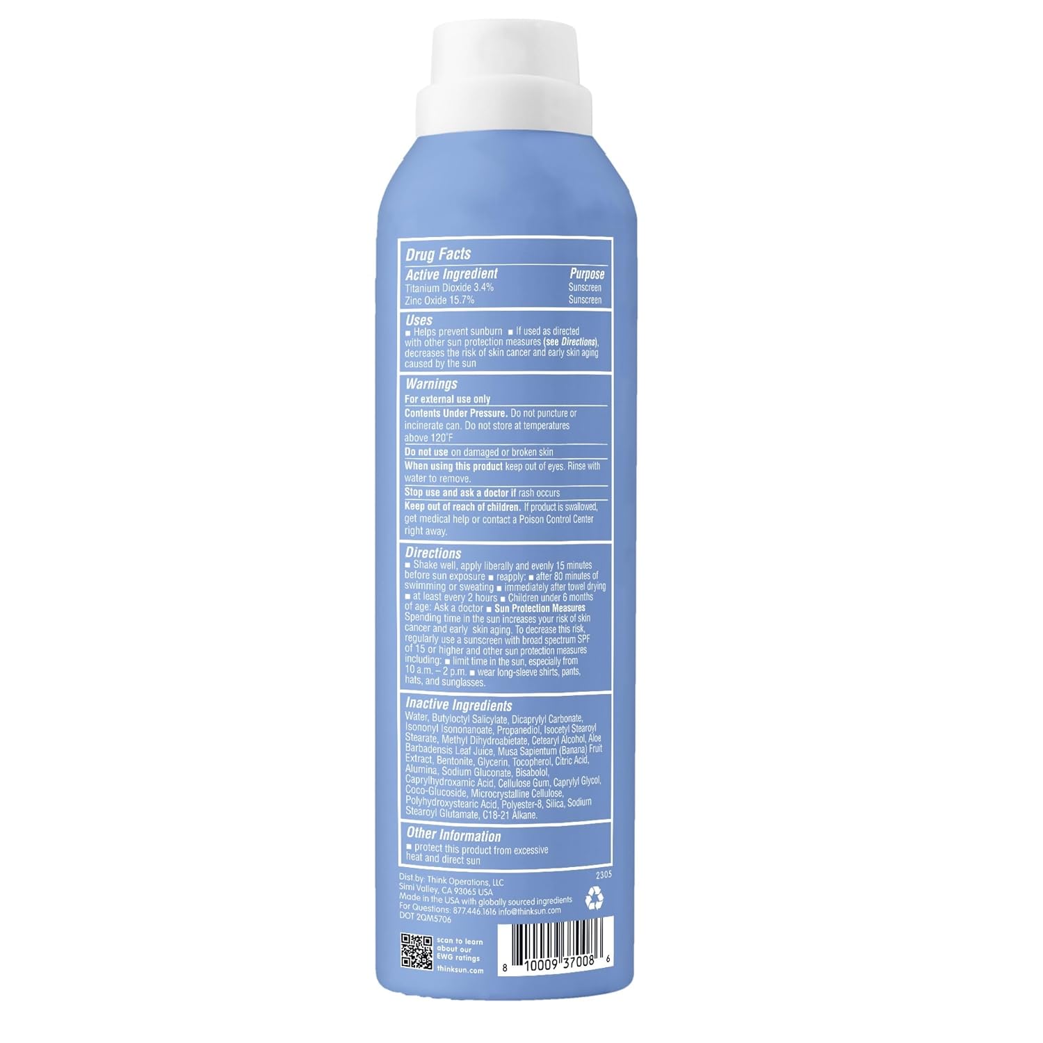 Thinksport SPF 50+ Mineral Sunscreen with Zinc Oxide, 6 Fl Oz – Safe, Natural Sunscreen Lotion for Sports & Active Use, Water Resistant Reef Safe, Broad Spectrum UVA/UVB Sun Screen for Sun Protection