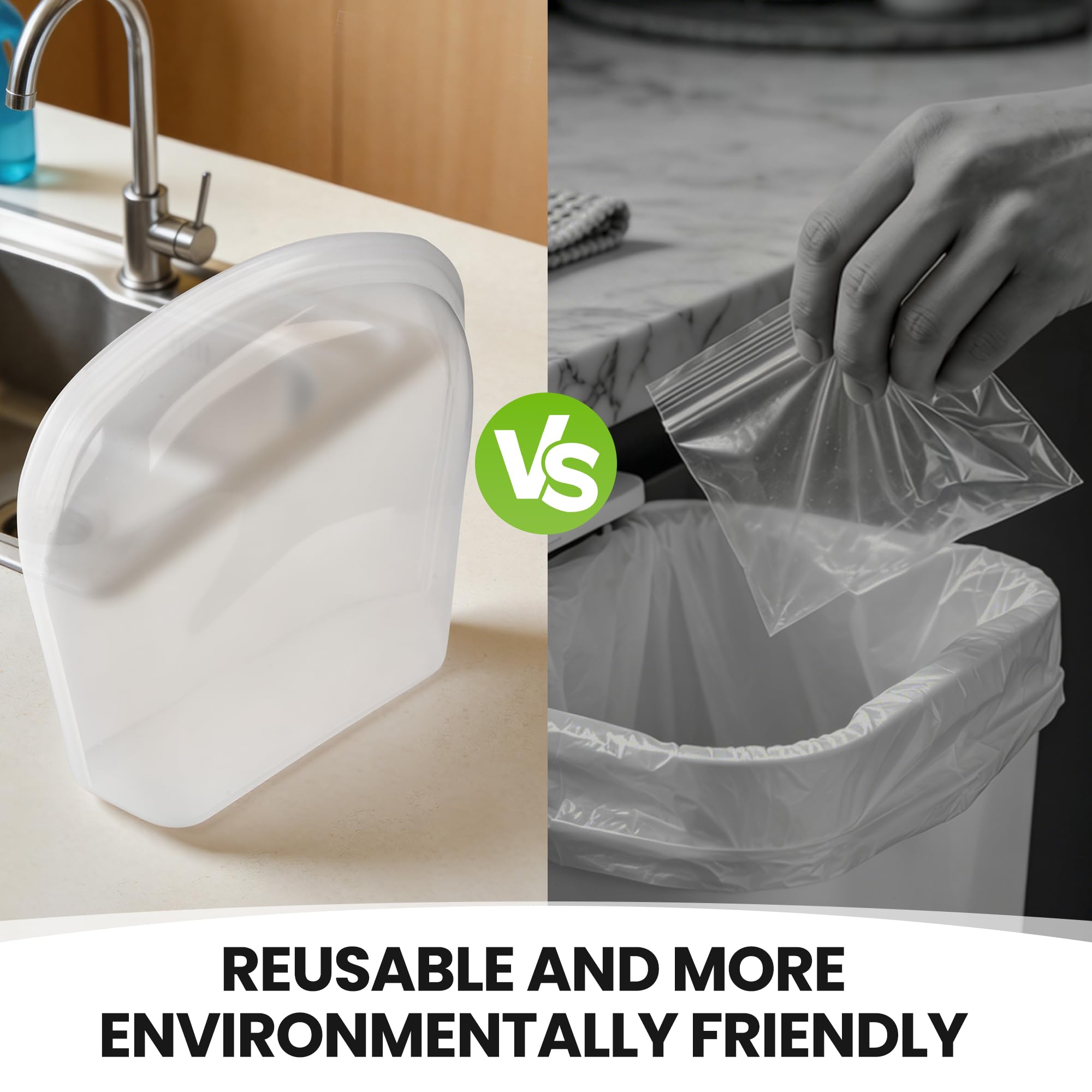 Reusable Silicone Food Storage Bag, Extra Large 124oz/3500ml Stand Up Sandwich Containers Leakproof for Oven, Microwave, Sous Vide & Freezer Bags for Meal Prep BBQ Camping Picnic Organization