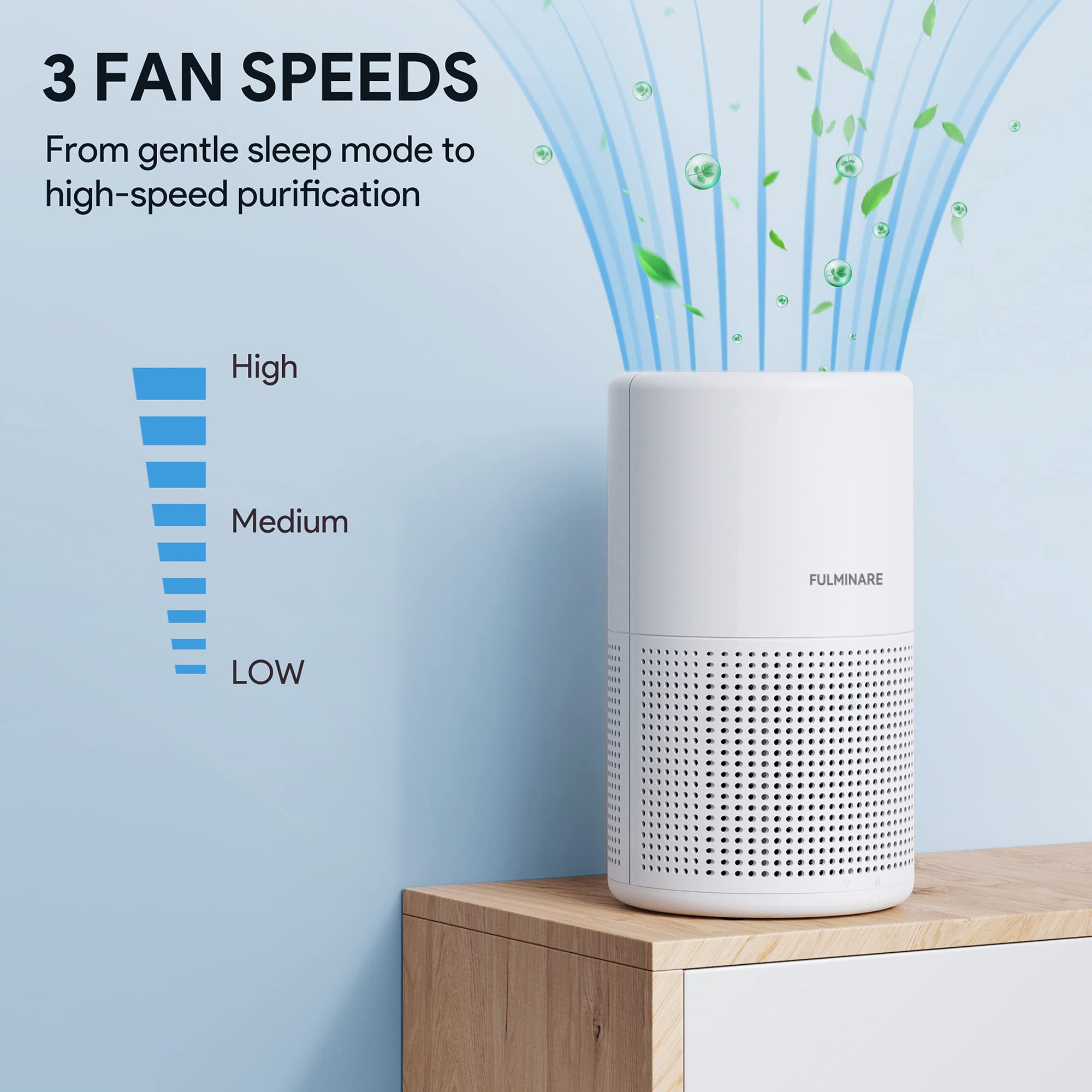 Air Purifiers for Bedroom, FULMINARE H13 True HEPA Air Filter, Quiet Air Cleaner With Night Light, Portable Small Air Purifier for Home, Office, Living Room Black